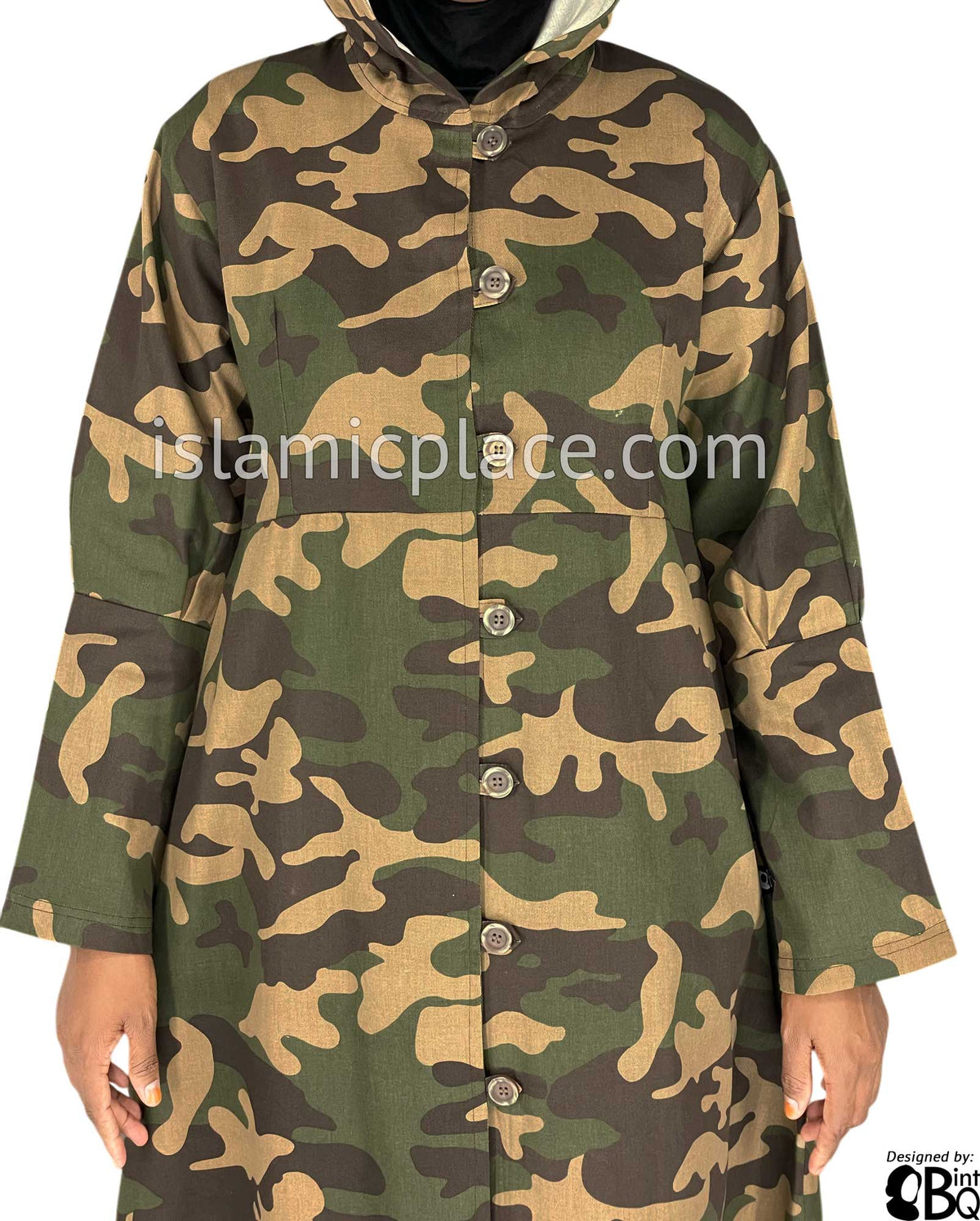 Olive Green, Brown and Khaki Camouflage Army Fatigue - Anaya Style Abaya by BintQ - BQ86