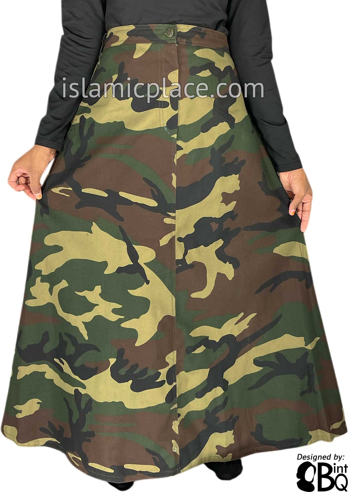 Black, Green and Brown Camouflage Army Fatigue - Jameela Style Desinger Skirt by BintQ - BQ139