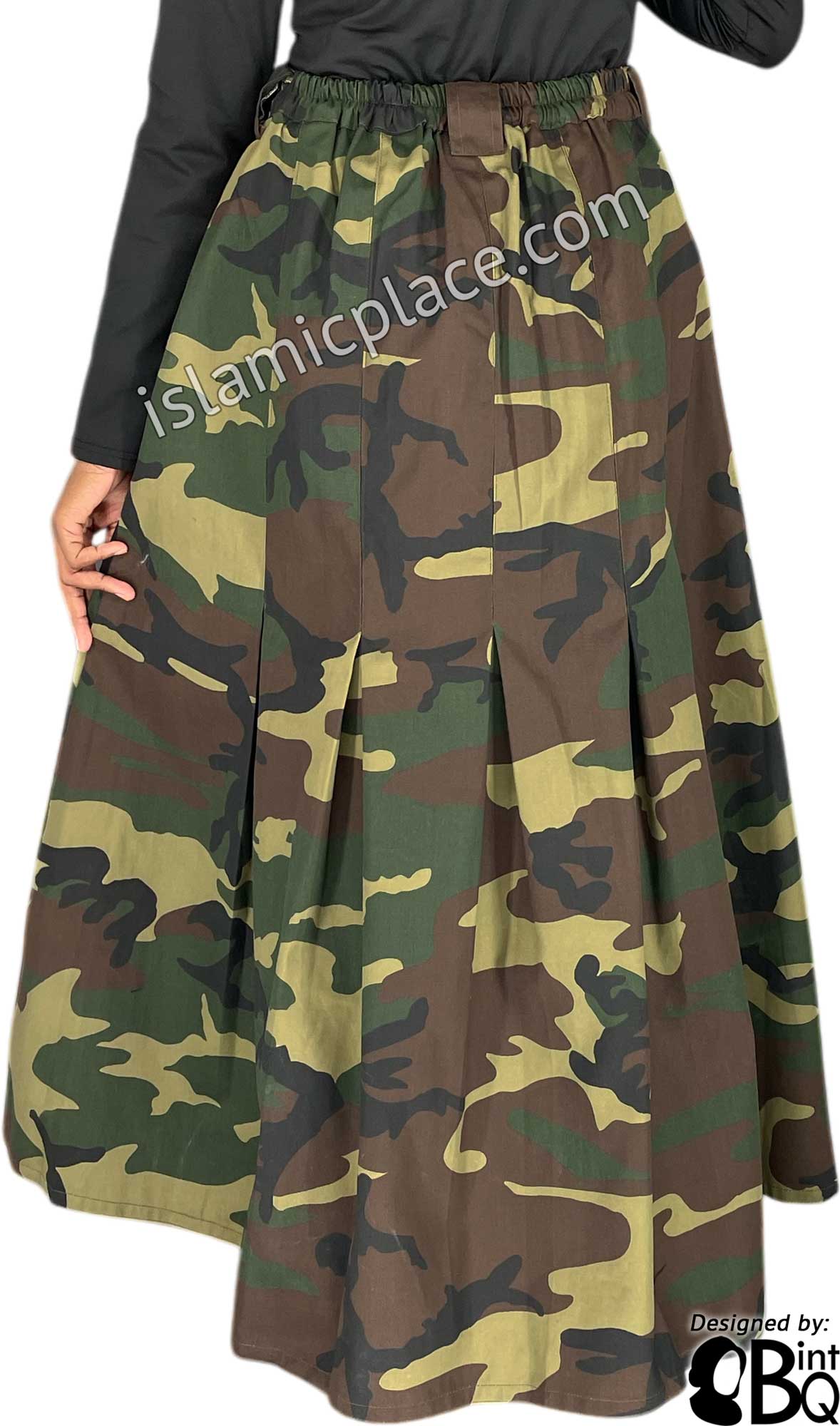 Black, Green and Brown Camouflage Army Fatigue - Jameela Style Desinger Skirt by BintQ - BQ139