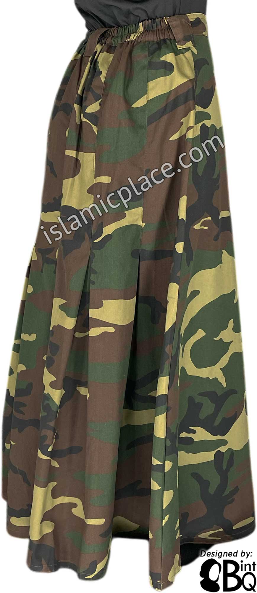 Black, Green and Brown Camouflage Army Fatigue - Jameela Style Desinger Skirt by BintQ - BQ139