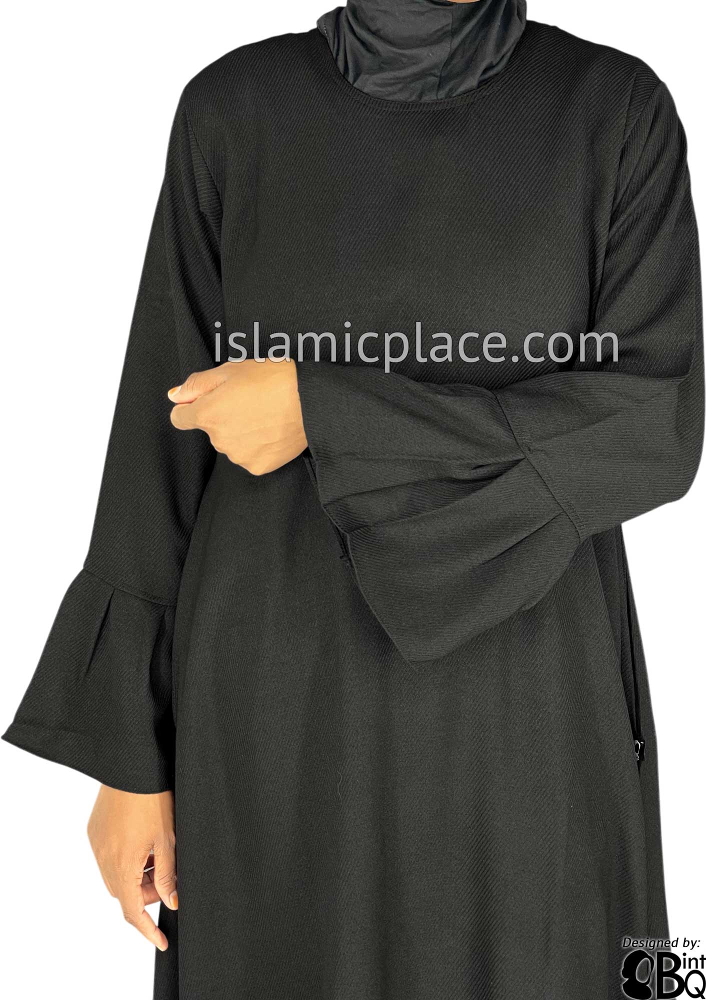 Black - Bushra Bell Sleeve Style Girl's Abaya by BintQ