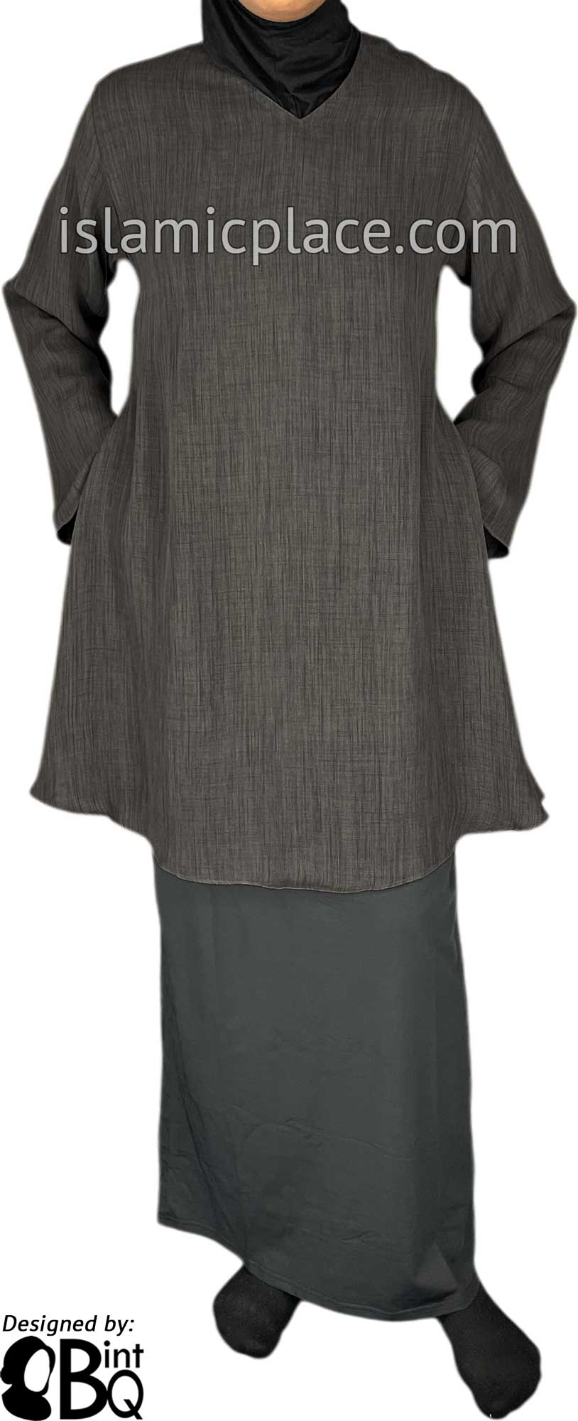 Gray Plum - Shireen Style Kameez Tunic Top by BintQ - BQ51