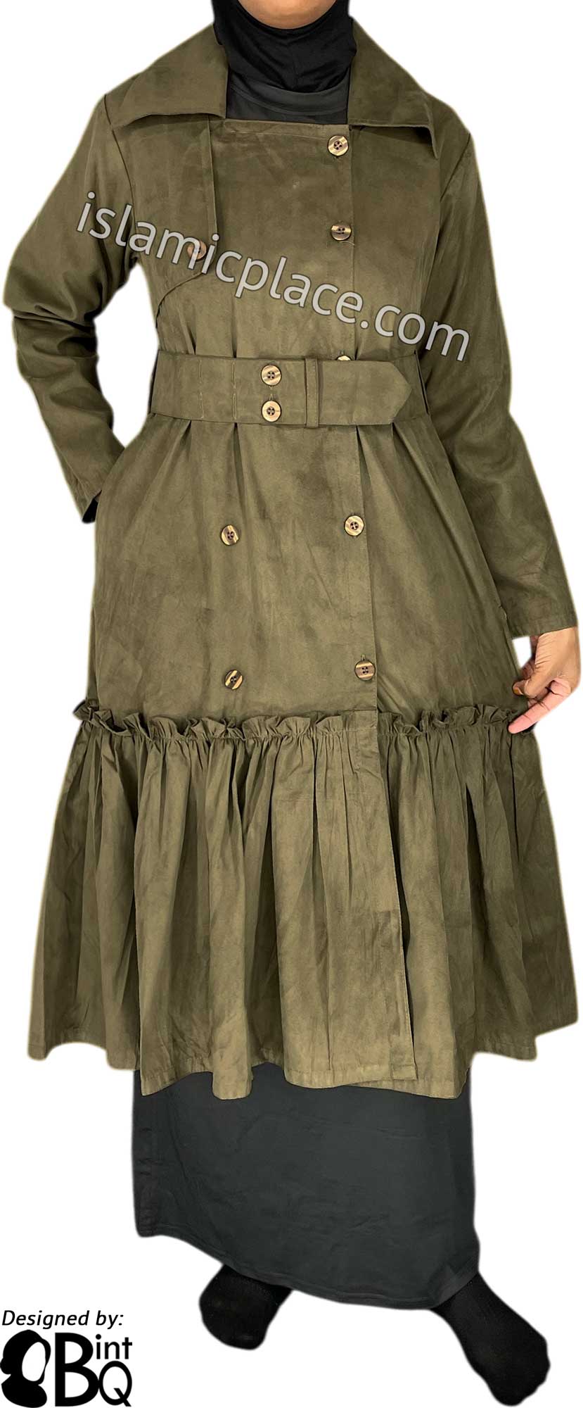 Taupe - Aneesa Designer Coat by BintQ - BQ222