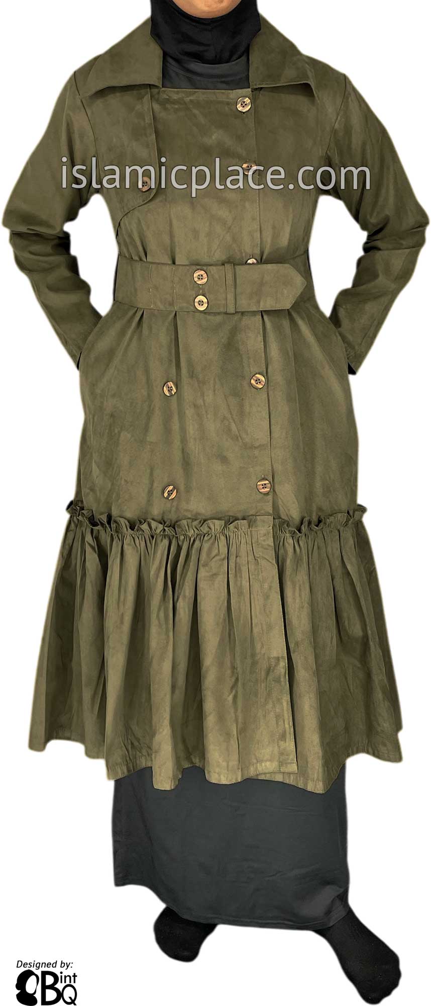 Taupe - Aneesa Designer Coat by BintQ - BQ222