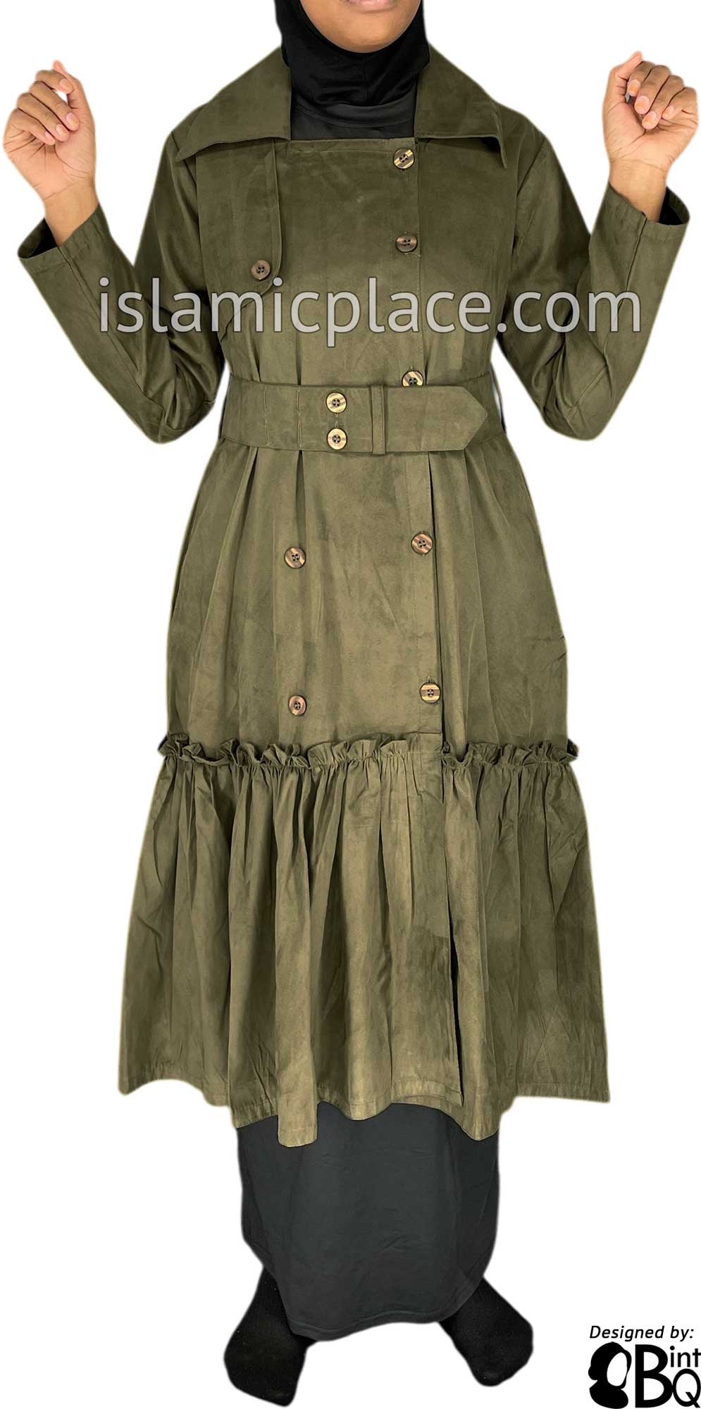 Taupe - Aneesa Designer Coat by BintQ - BQ222