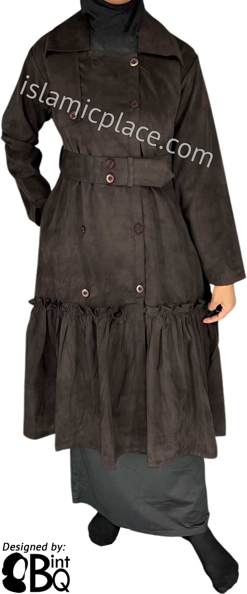 Brown - Aneesa Designer Coat by BintQ - BQ222