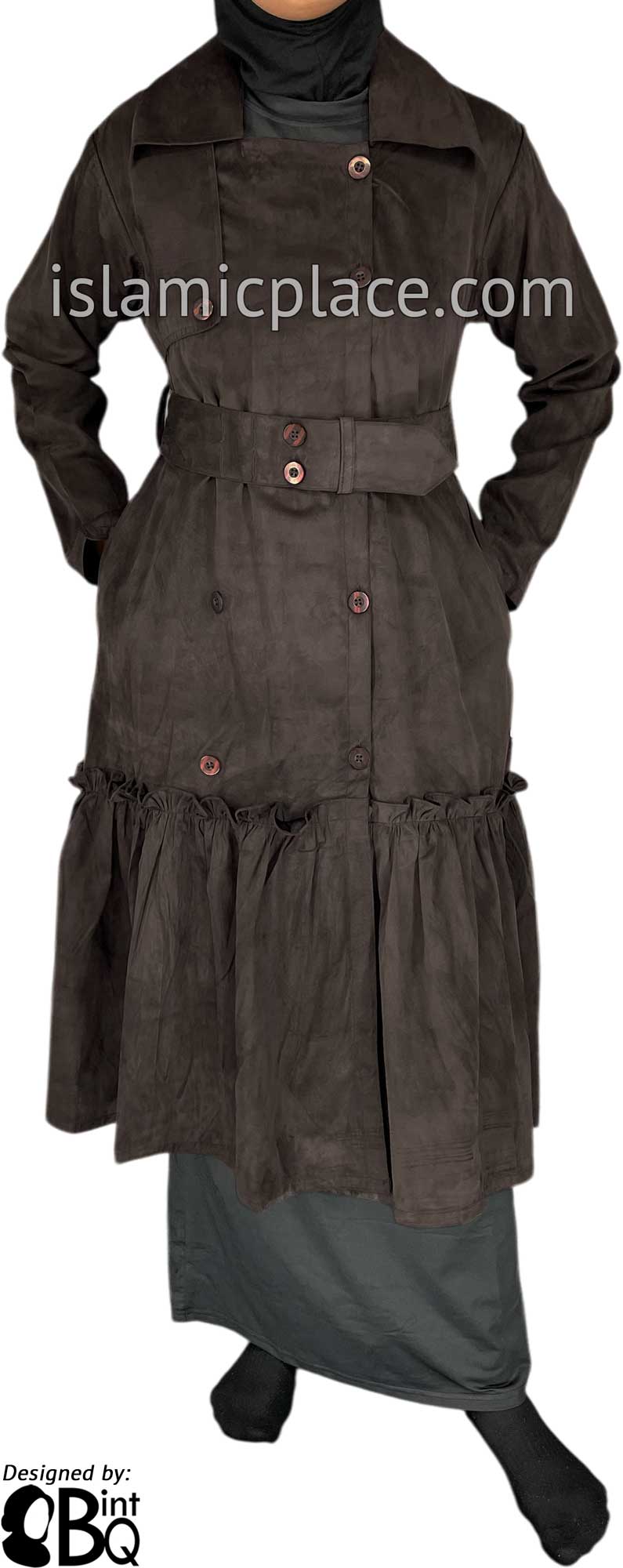 Brown - Aneesa Designer Coat by BintQ - BQ222