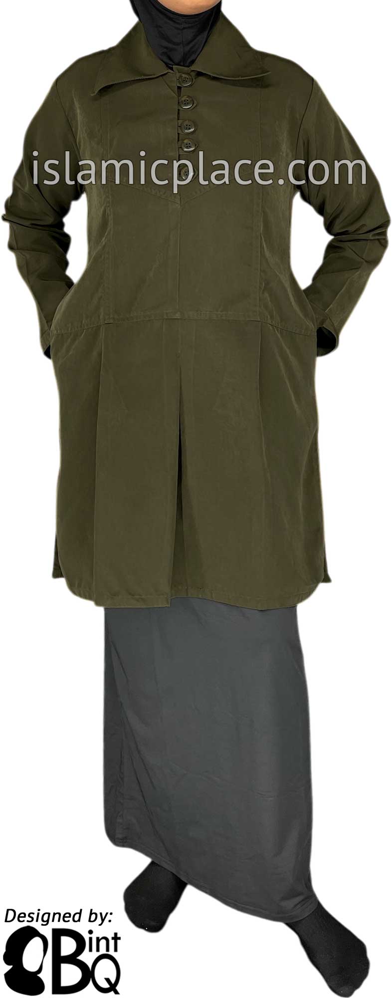 Olive Green - Misha Style Kameez Tunic Top by BintQ - BQ226