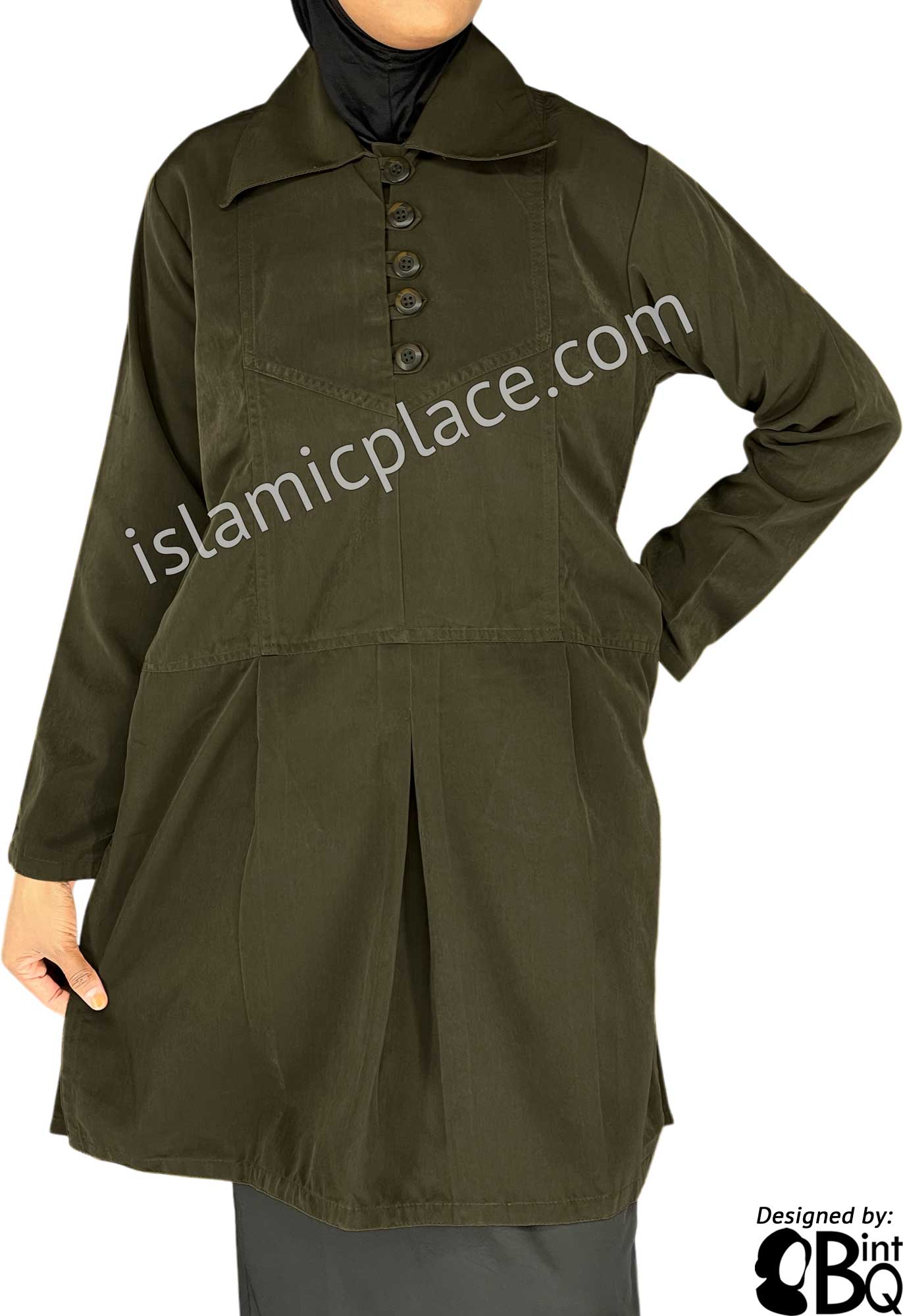 Olive Green - Misha Style Kameez Tunic Top by BintQ - BQ226