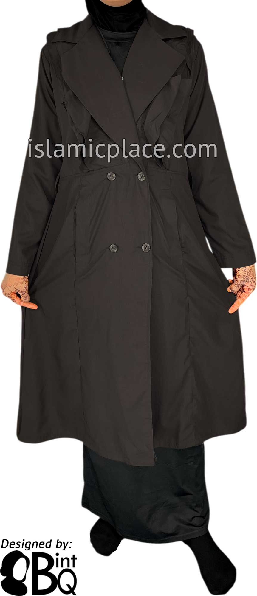 Dark Brown - Maryam Designer Coat by BintQ - BQ179