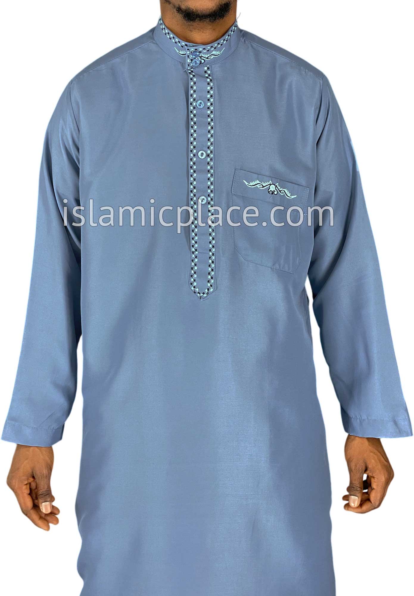 Scanning Thob Steel Blue - Danish Style Thob - The Islamic Place