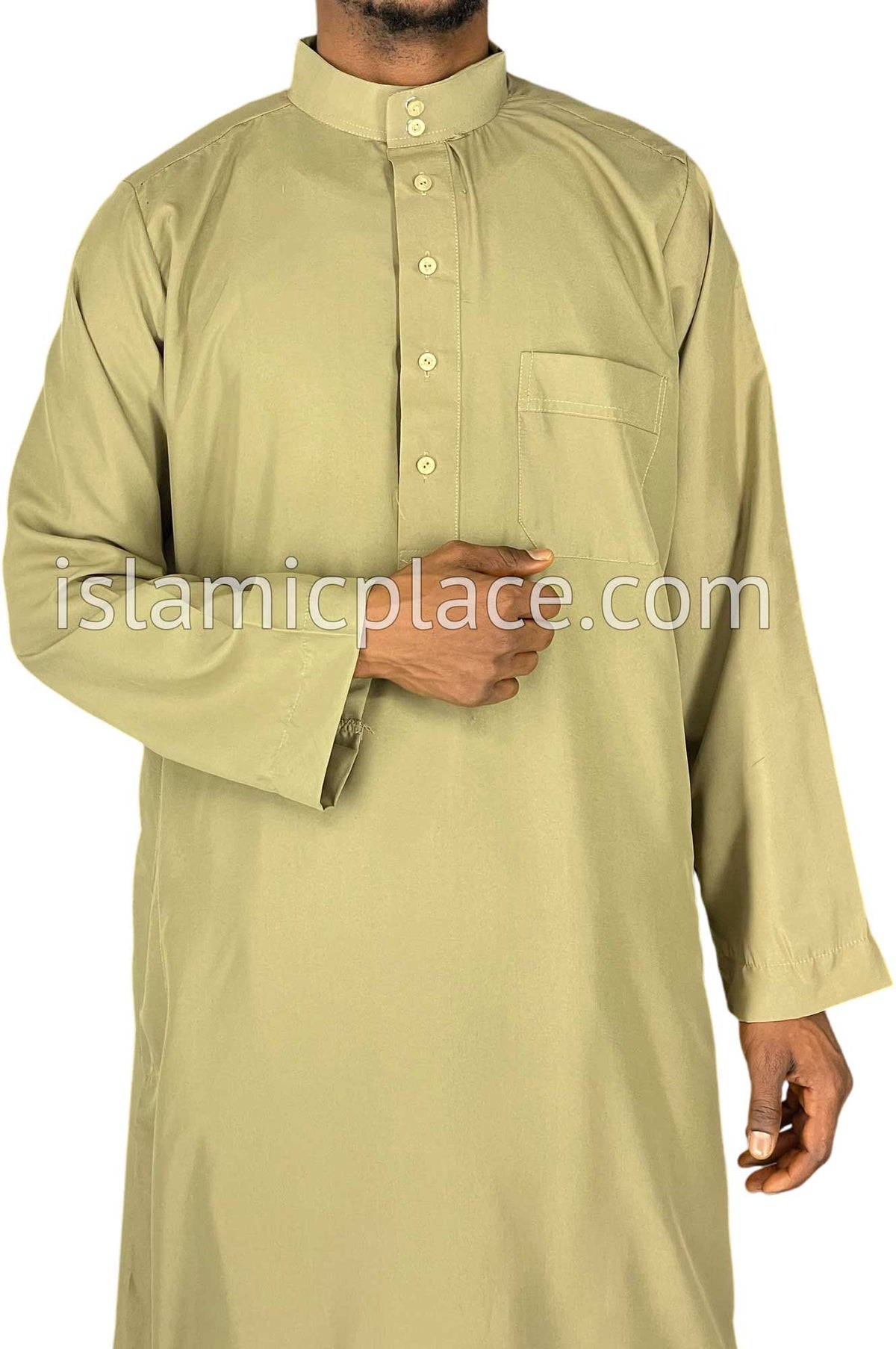 Khaki - Saudi Daffah Style Men Thob