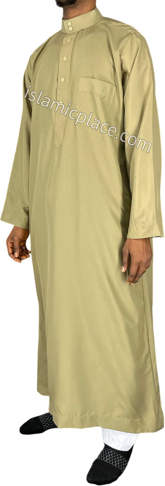Khaki - Saudi Daffah Style Men Thob