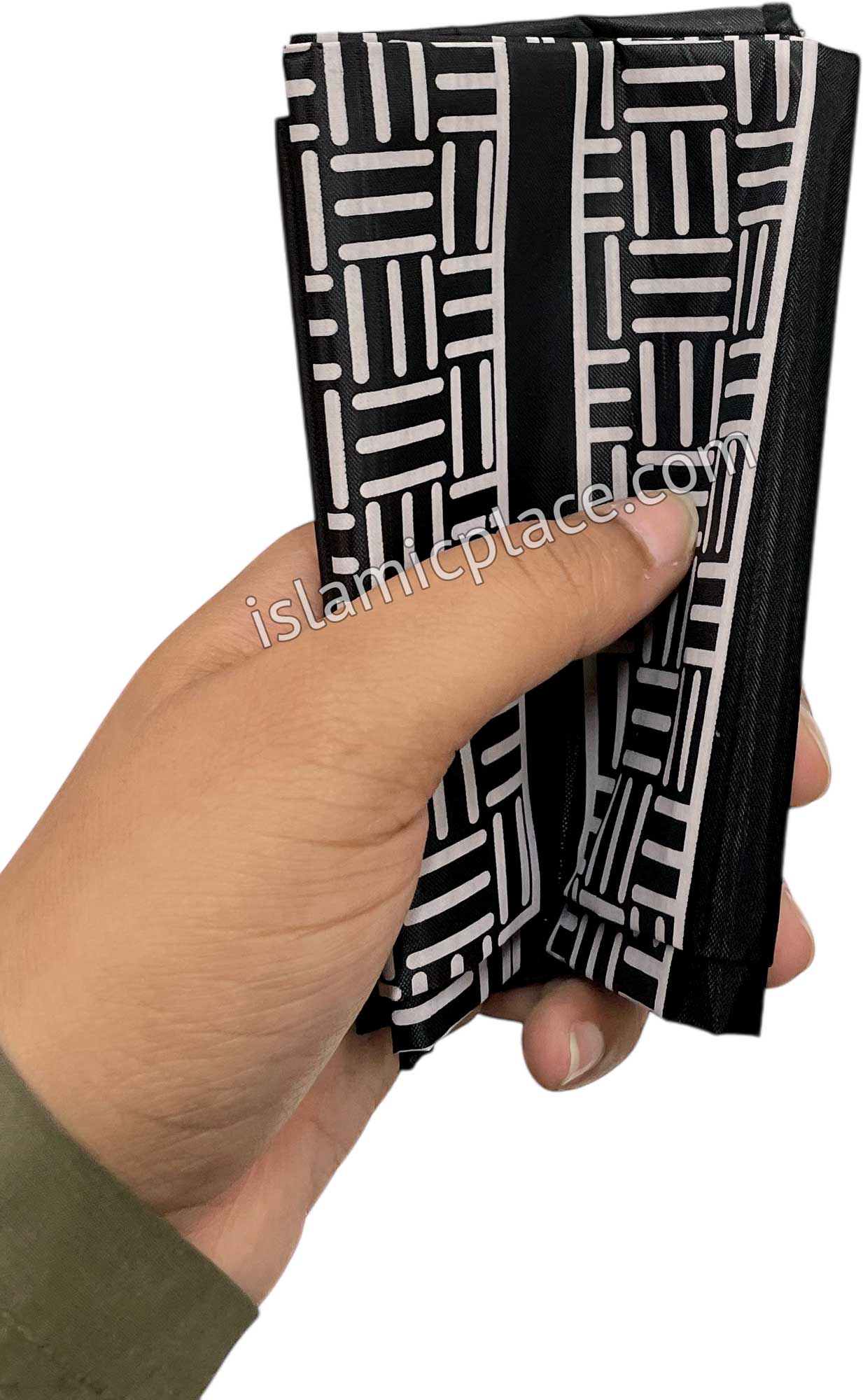 Black - Simple Adult Prayer Rug Printed Design (Pocket Size Foldable)