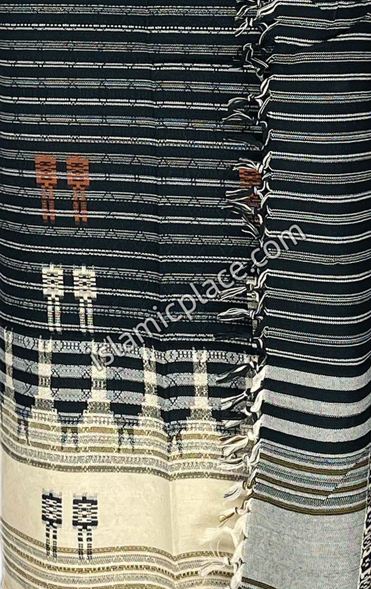Tan and Black - Abdul Malik Design Men Yemeni Lungi Izzar