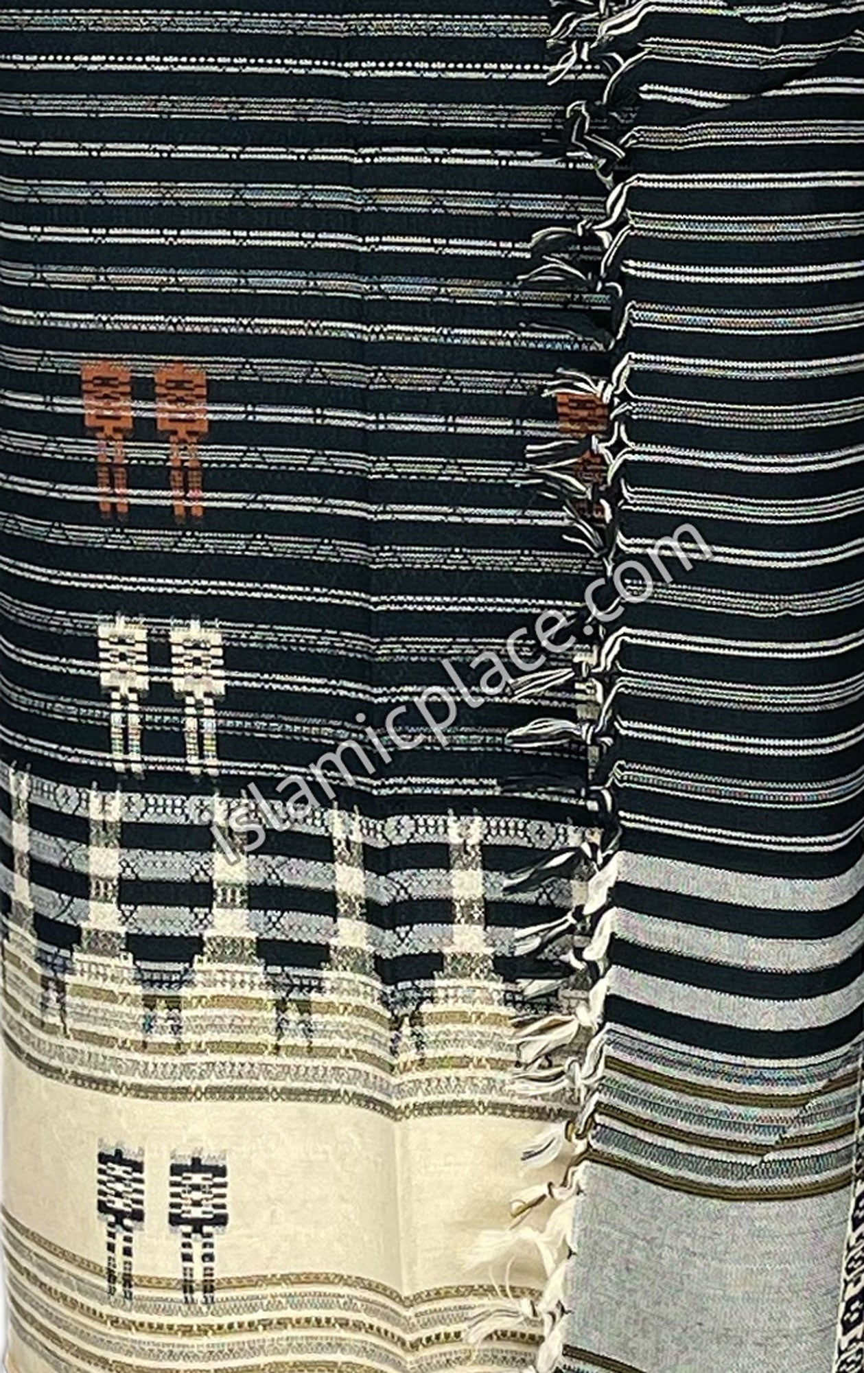 Tan and Black - Abdul Malik Design Men Yemeni Lungi Izzar