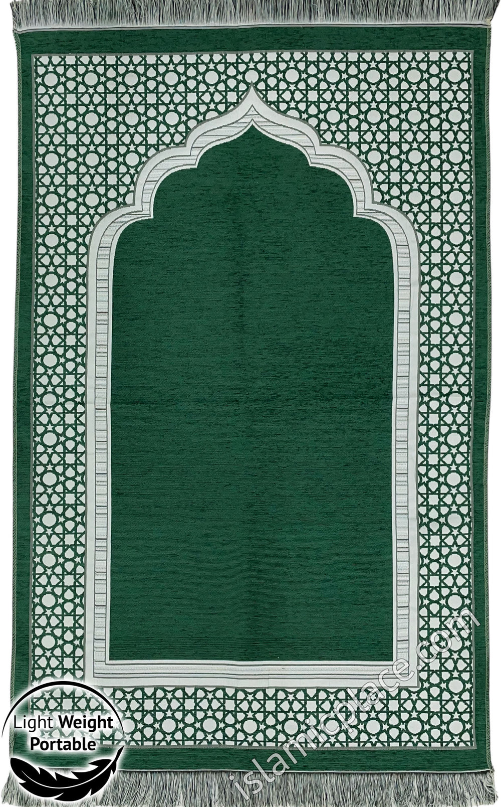 Green - Lightweight Prayer Rug with Simple Design - The Islamic Place