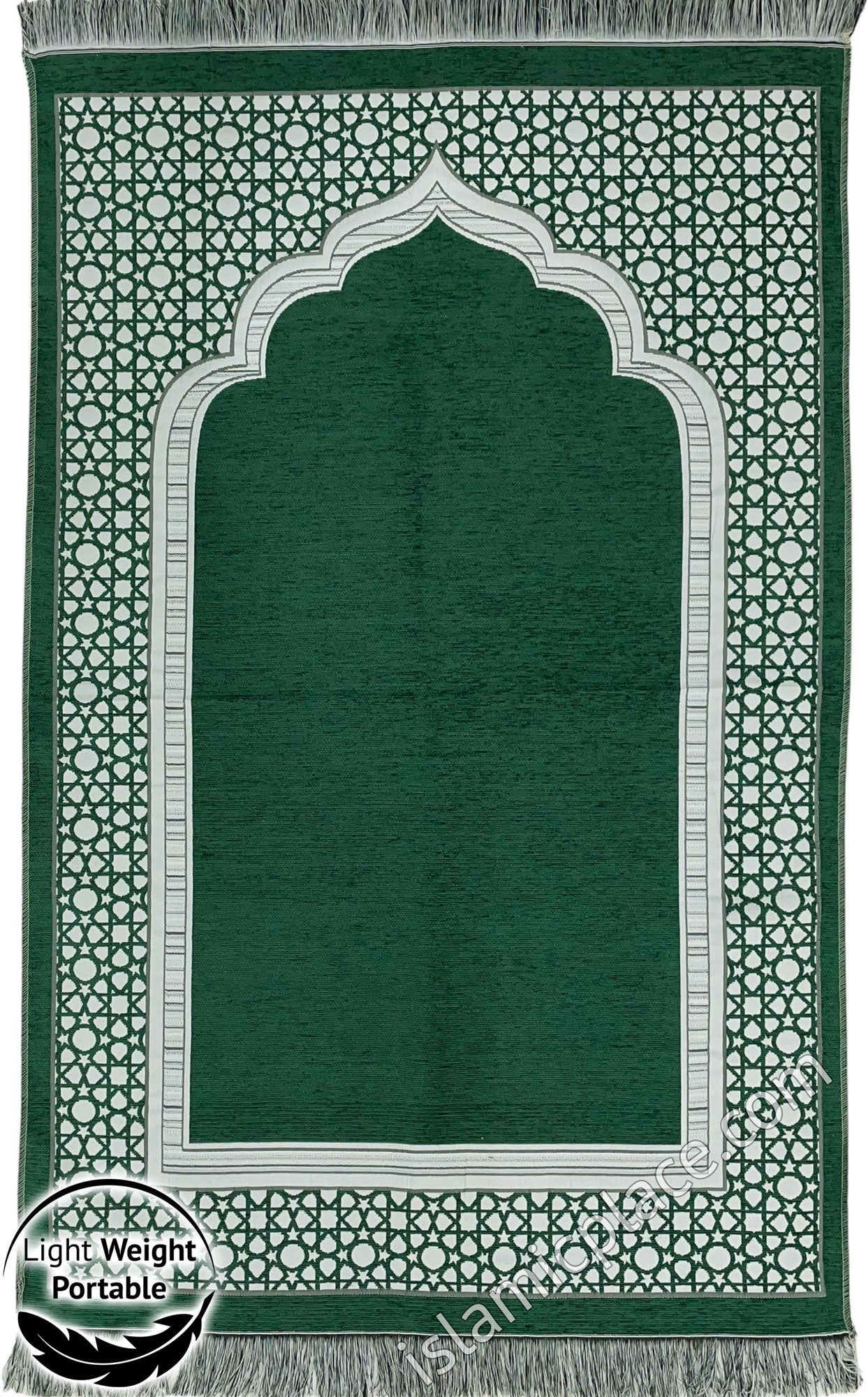 Green - Lightweight Prayer Rug with Simple Design - The Islamic Place