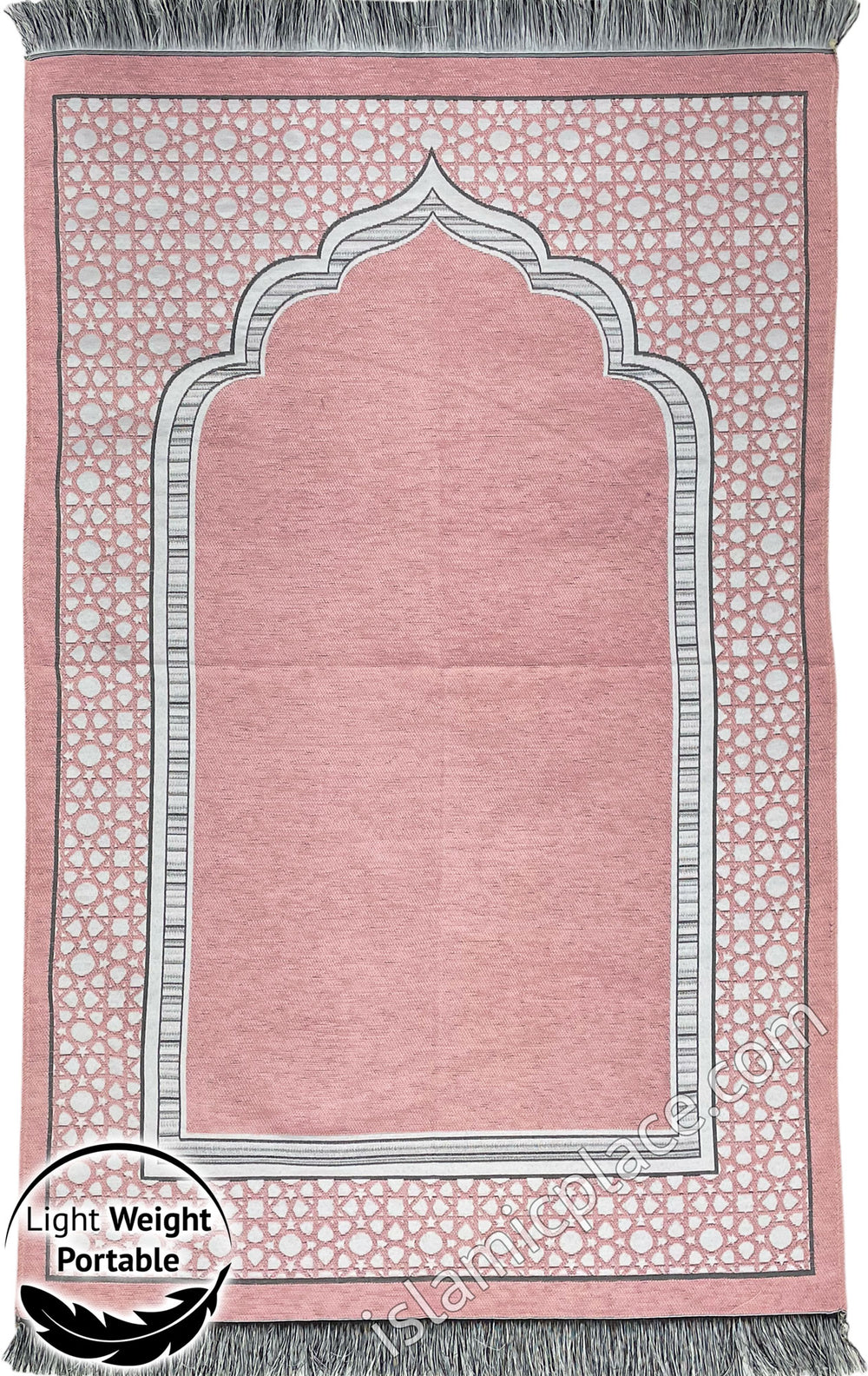 Pink - Lightweight Prayer Rug with Simple Design - The Islamic Place