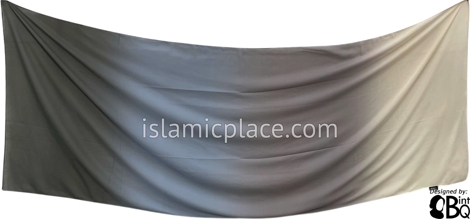 Cream, Charcoal Gray, Slate Blue and Graphite Gray - G4 Ombre Dye Georgette Shayla Long Rectangle Hijab 28"x70"
