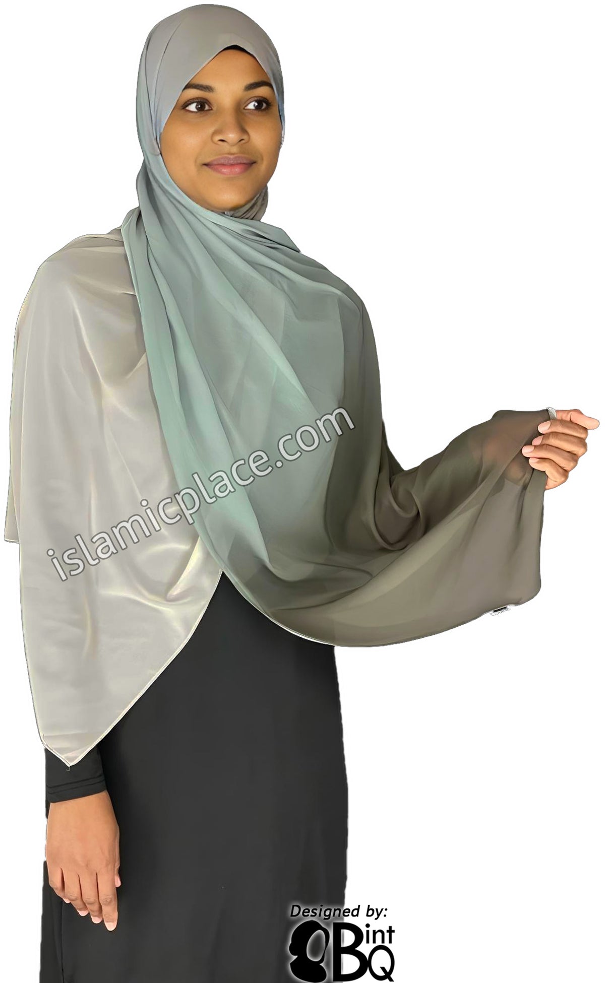 Graphite, Slate, Charcoal and Silver Gray - G4 Ombre Dye Georgette Shayla Long Rectangle Hijab 28"x70"