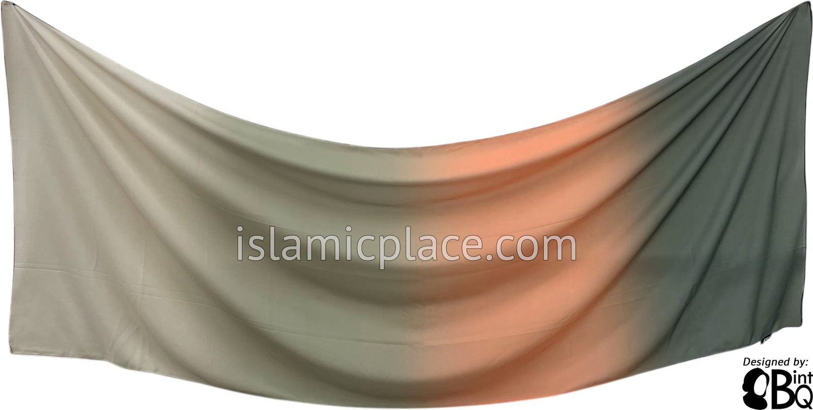Charcoal Gray, Peach, Light Gray and Off White - G4 Ombre Dye Georgette Shayla Long Rectangle Hijab 28"x70"