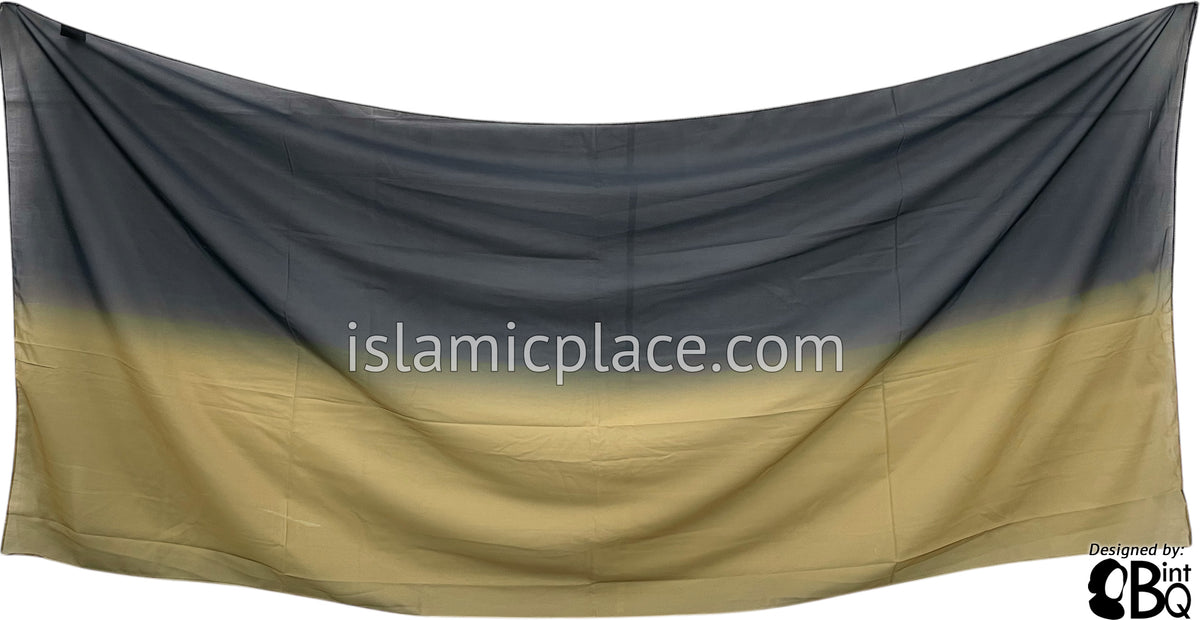 Navy Blue and Mustard Yellow - G2 Ombre Dye Georgette Shayla Long Rectangle Hijab 28"x70"