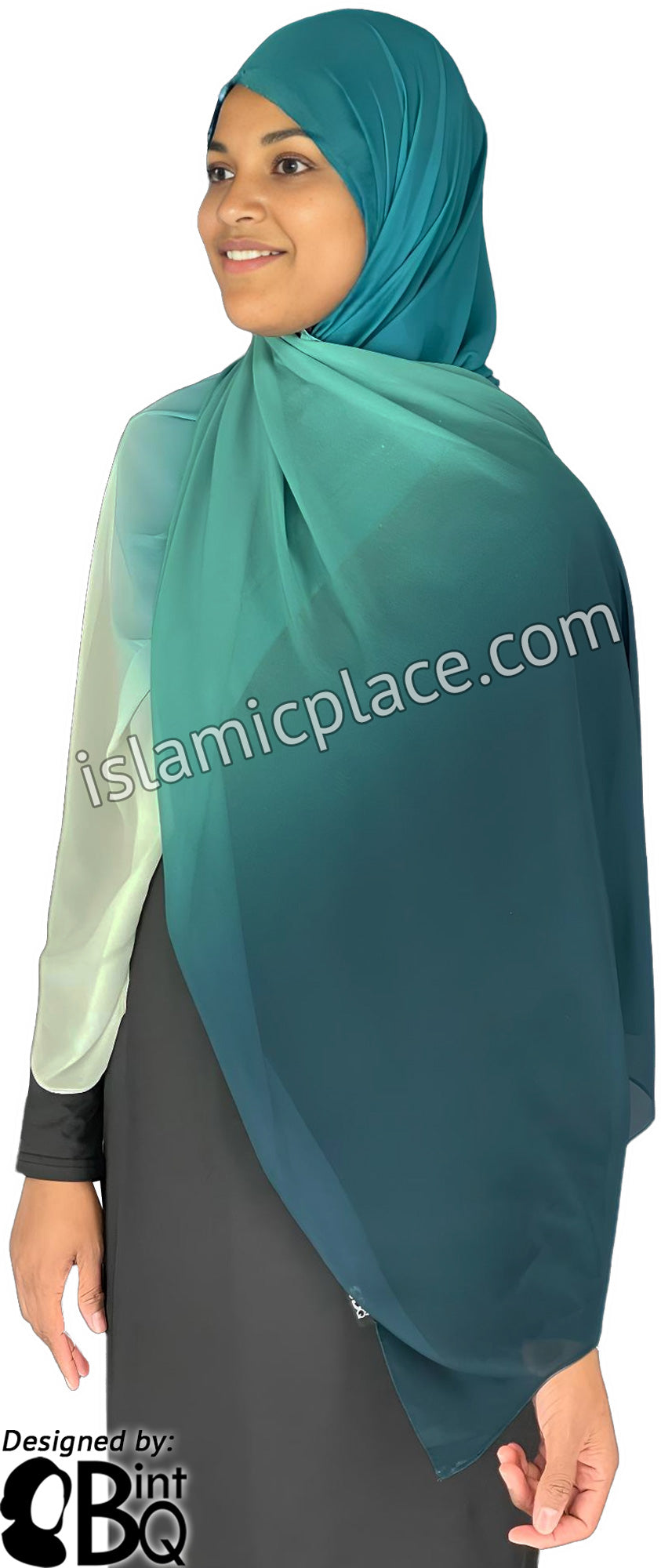 Shades of Green - G4 Ombre Dye Georgette Shayla Long Rectangle Hijab 28"x70"