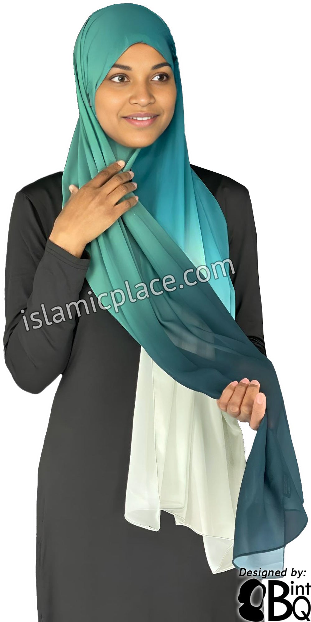 Shades of Green - G4 Ombre Dye Georgette Shayla Long Rectangle Hijab 28"x70"