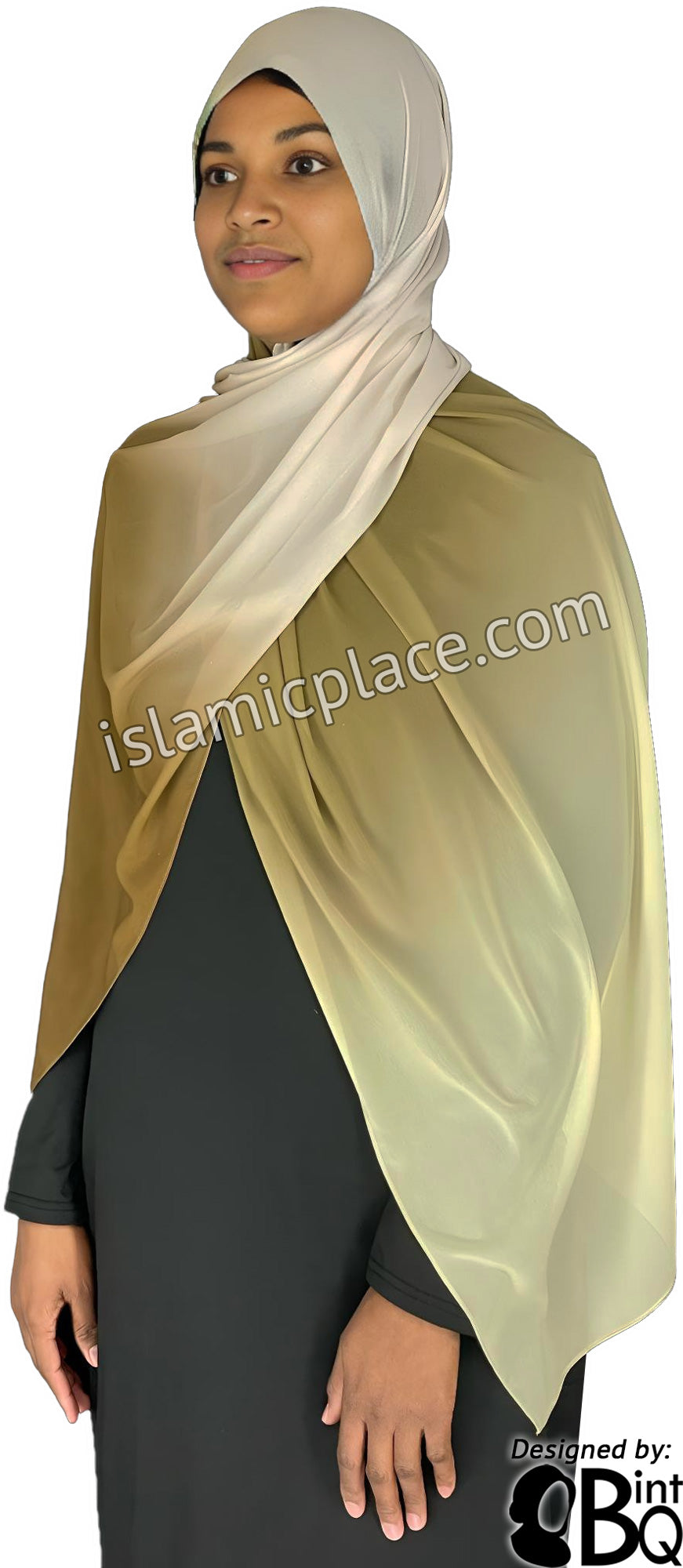 Mustard, Cream and Off White - G4 Ombre Dye Georgette Shayla Long Rectangle Hijab 28"x70"