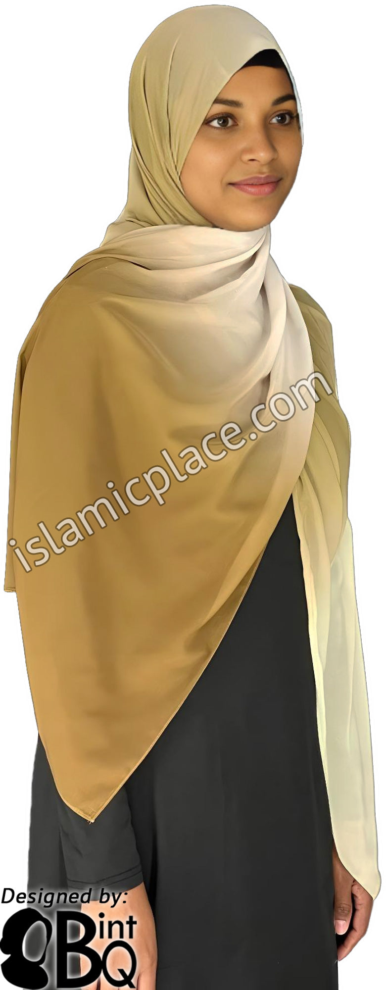 Mustard, Cream and Off White - G4 Ombre Dye Georgette Shayla Long Rectangle Hijab 28"x70"
