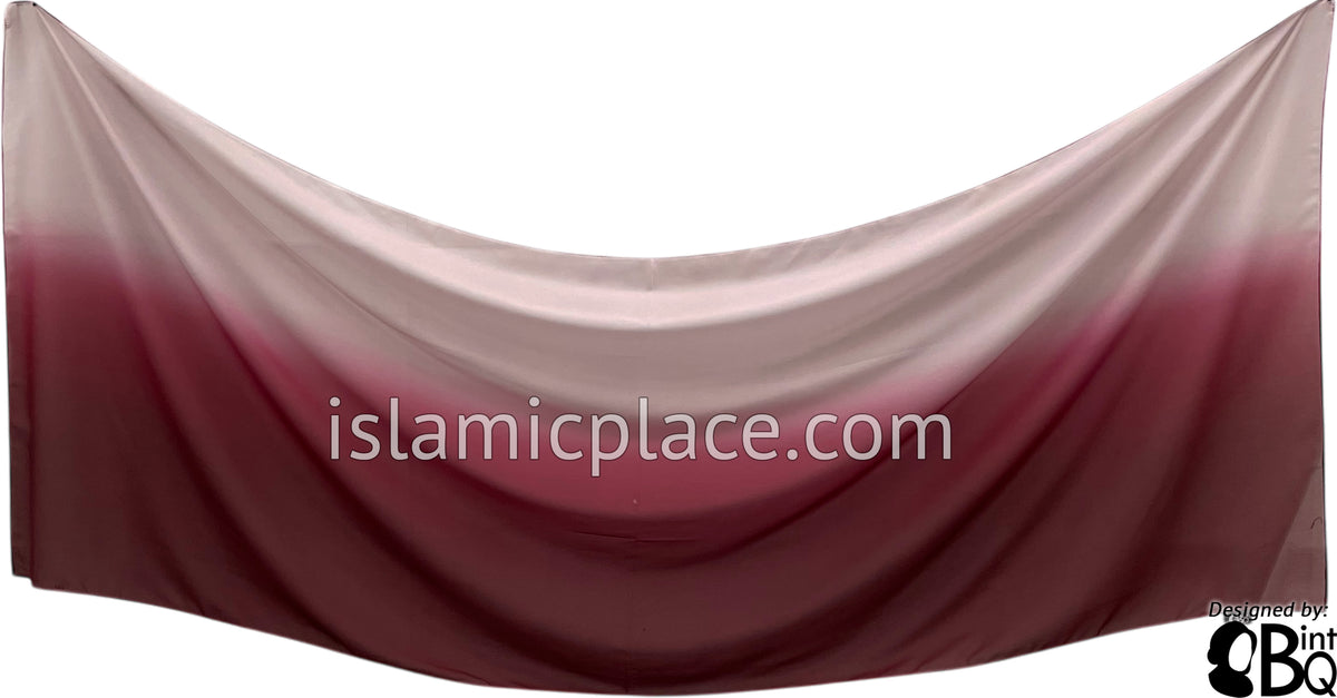 Burgundy and Light Pink - G2 Ombre Dye Georgette Shayla Long Rectangle Hijab 28"x70"