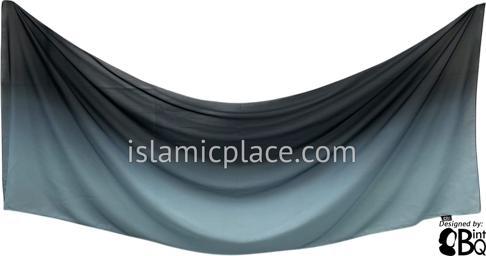Black and Sky Blue - G2 Ombre Dye Georgette Shayla Long Rectangle Hijab 28"x70"