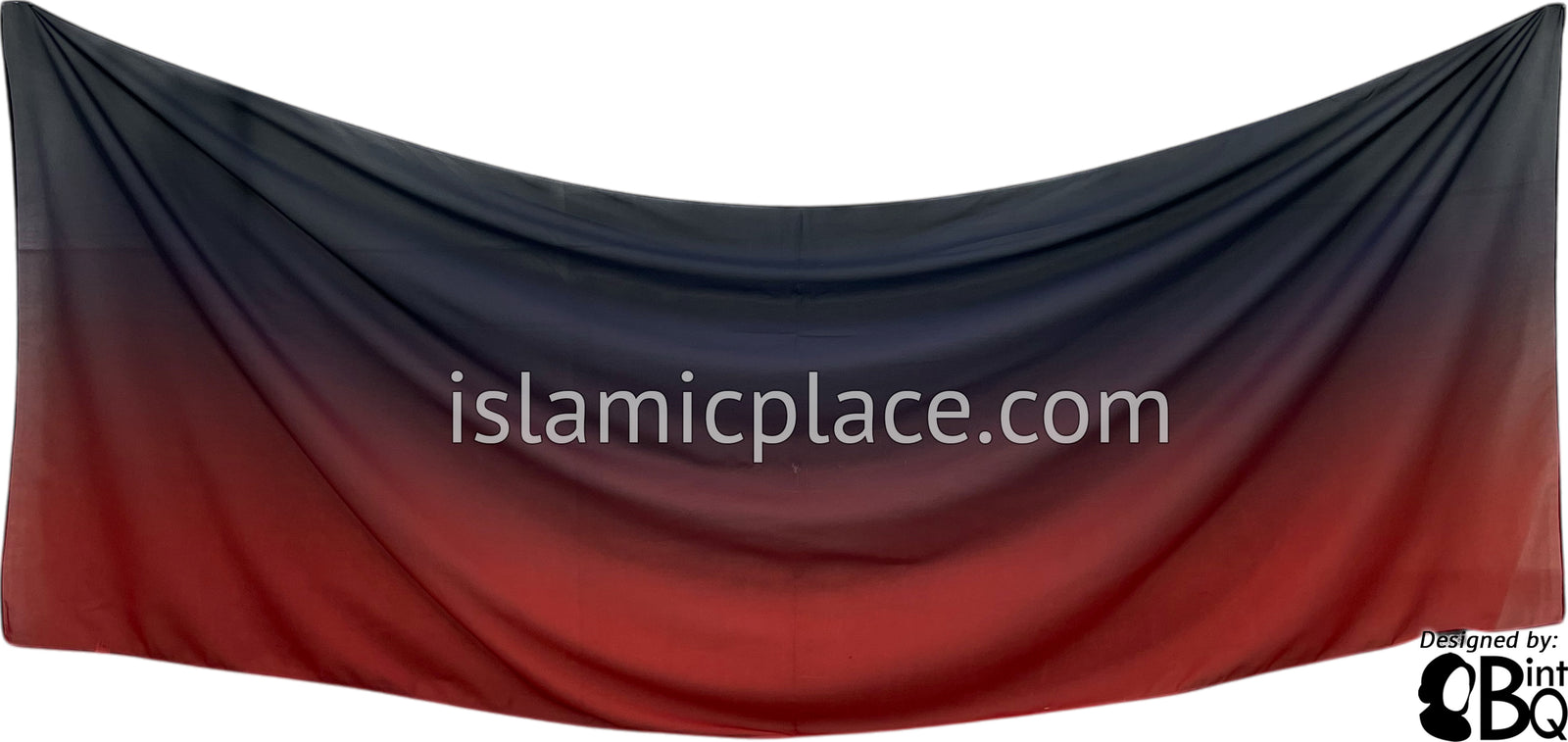 Blood Red and Navy Blue - G2 Ombre Dye Georgette Shayla Long Rectangle Hijab 28"x70"
