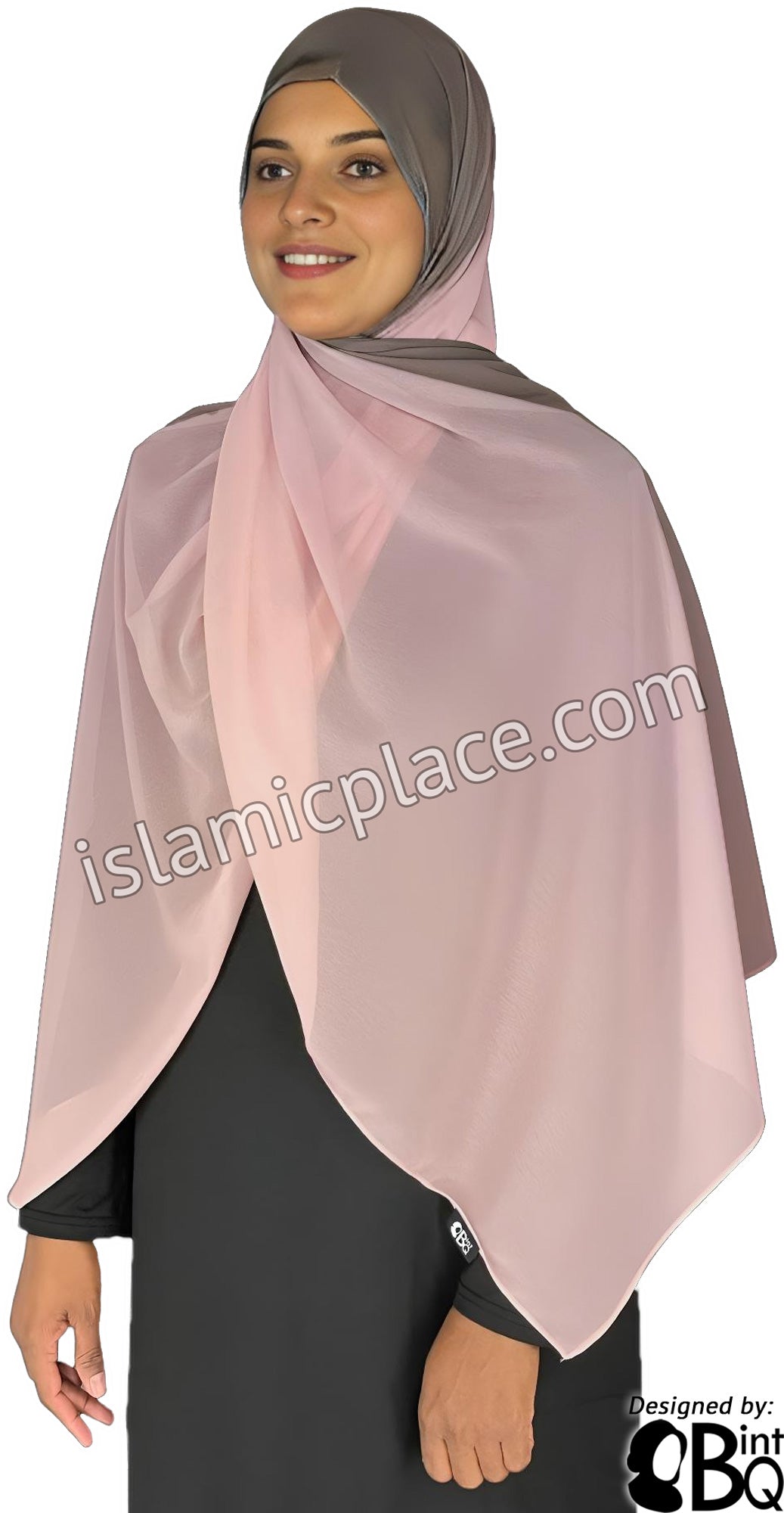 Pink and Gray - G2 Ombre Dye Georgette Shayla Long Rectangle Hijab 28"x70"