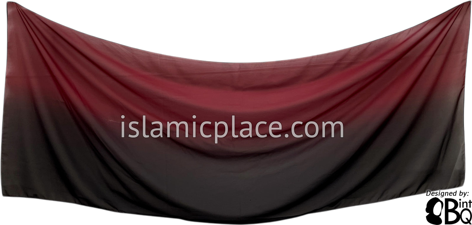 Burgundy and Black - G2 Ombre Dye Georgette Shayla Long Rectangle Hijab 28"x70"