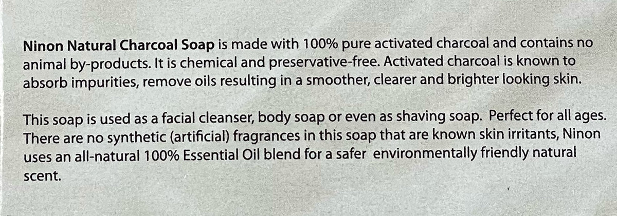 Natural Charcoal Soap - 5 oz bar by Ninon