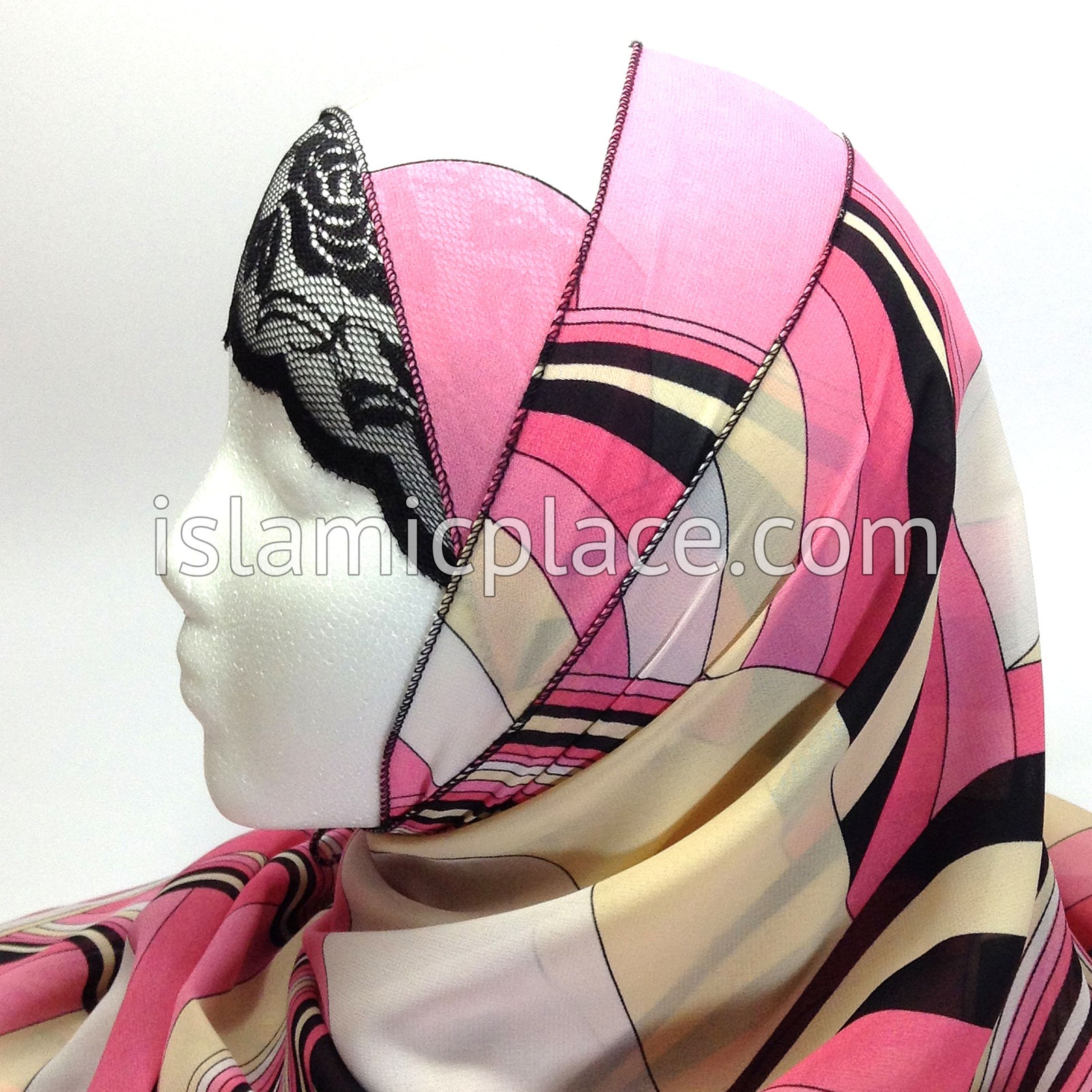 Demo with Scarf: Black - Stretchy Lace Undercap