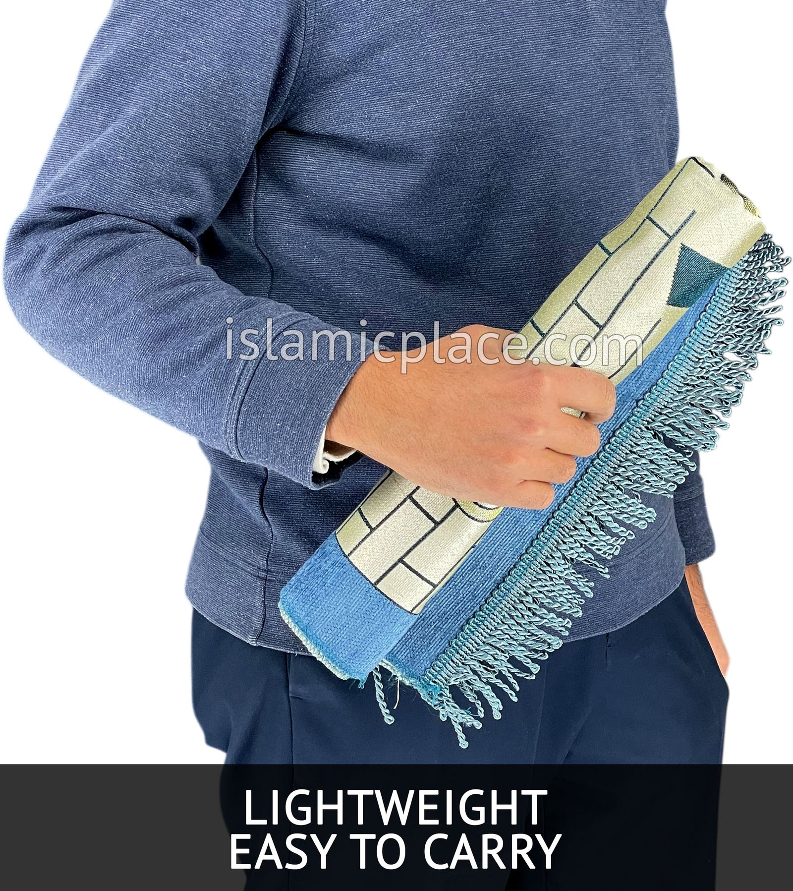 Lightweight Prayer Rug with Mecca Scenery - Assorted Color Selection