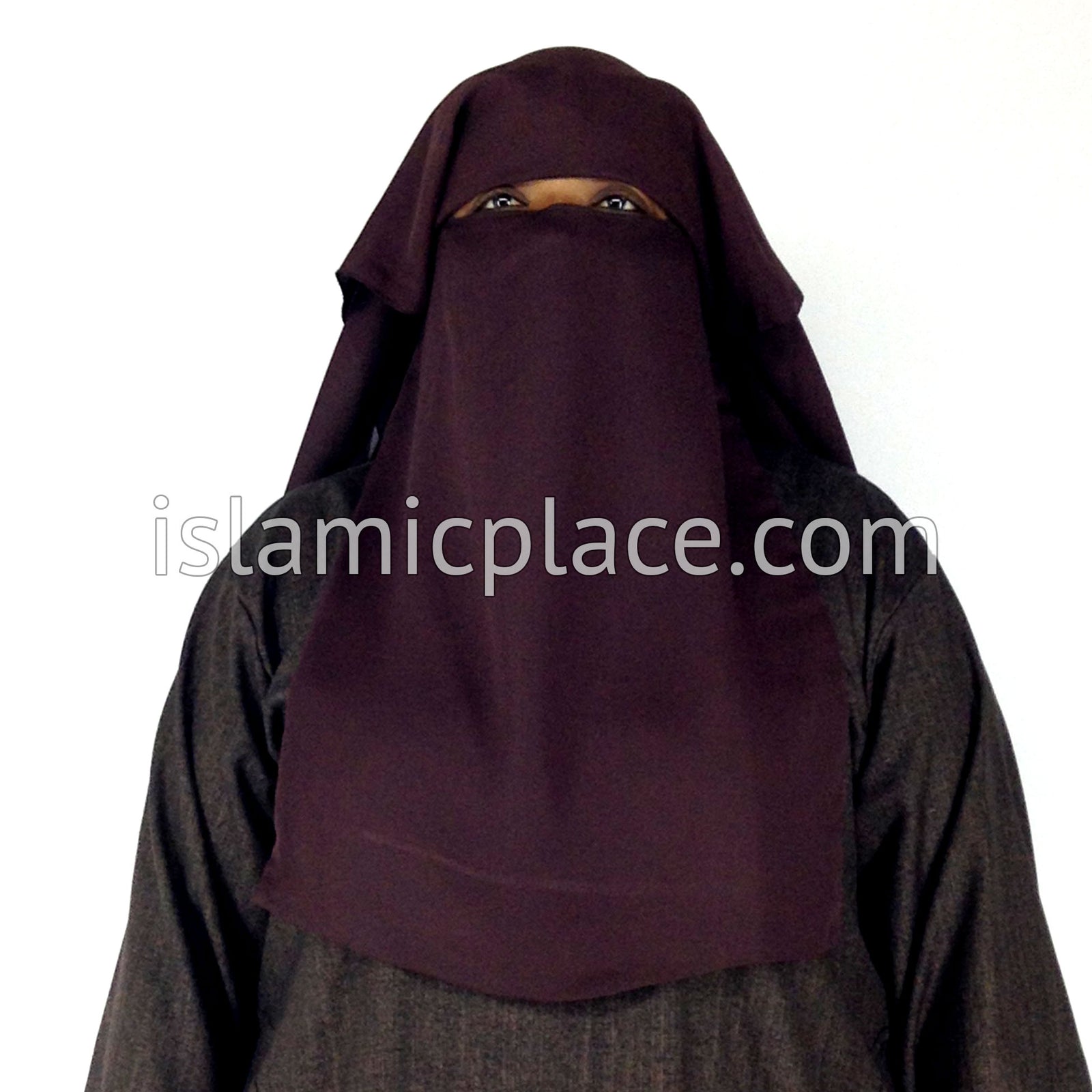 Black Niqab with attached Khimar and Screen (3 layer)
