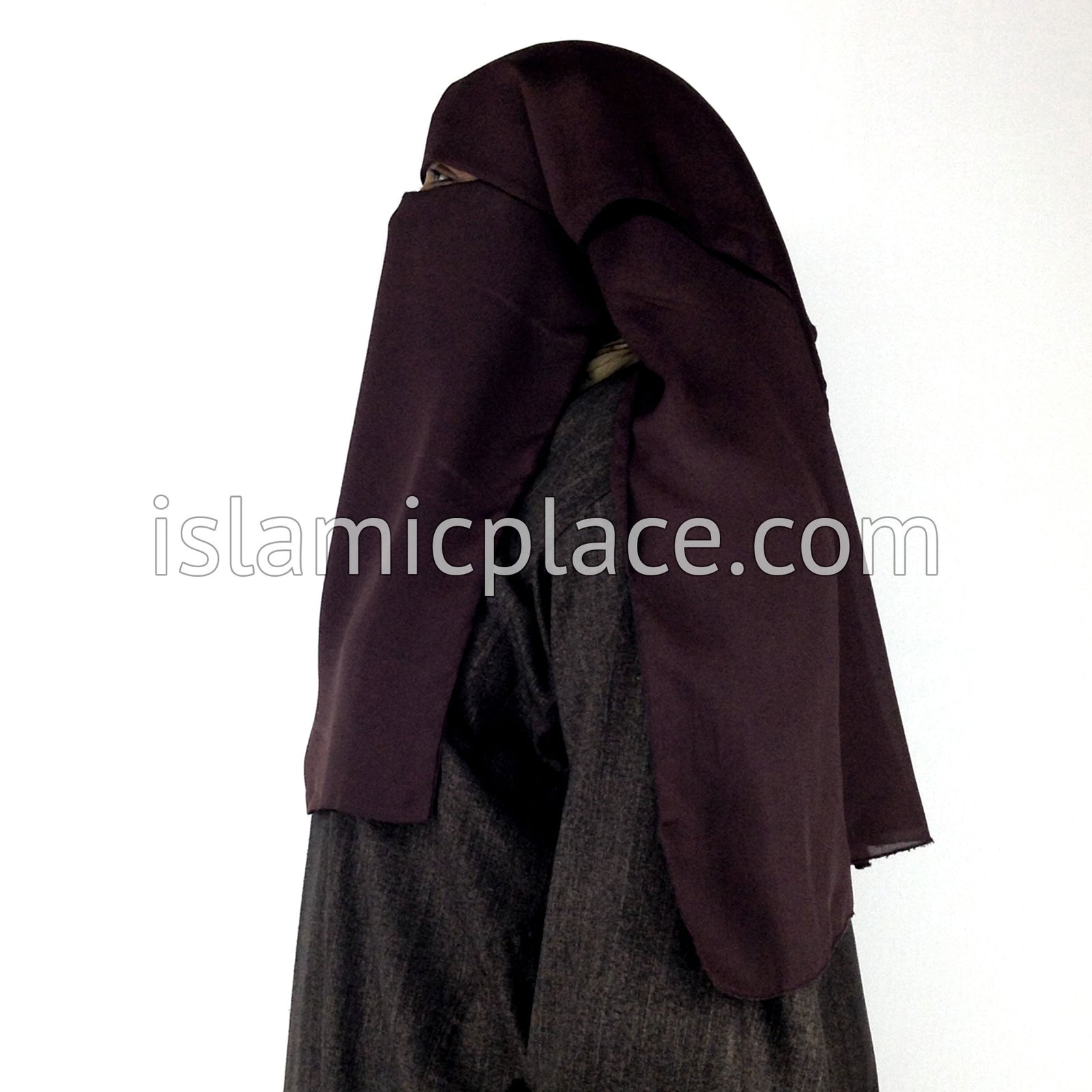 Black Niqab with attached Khimar and Screen (3 layer)