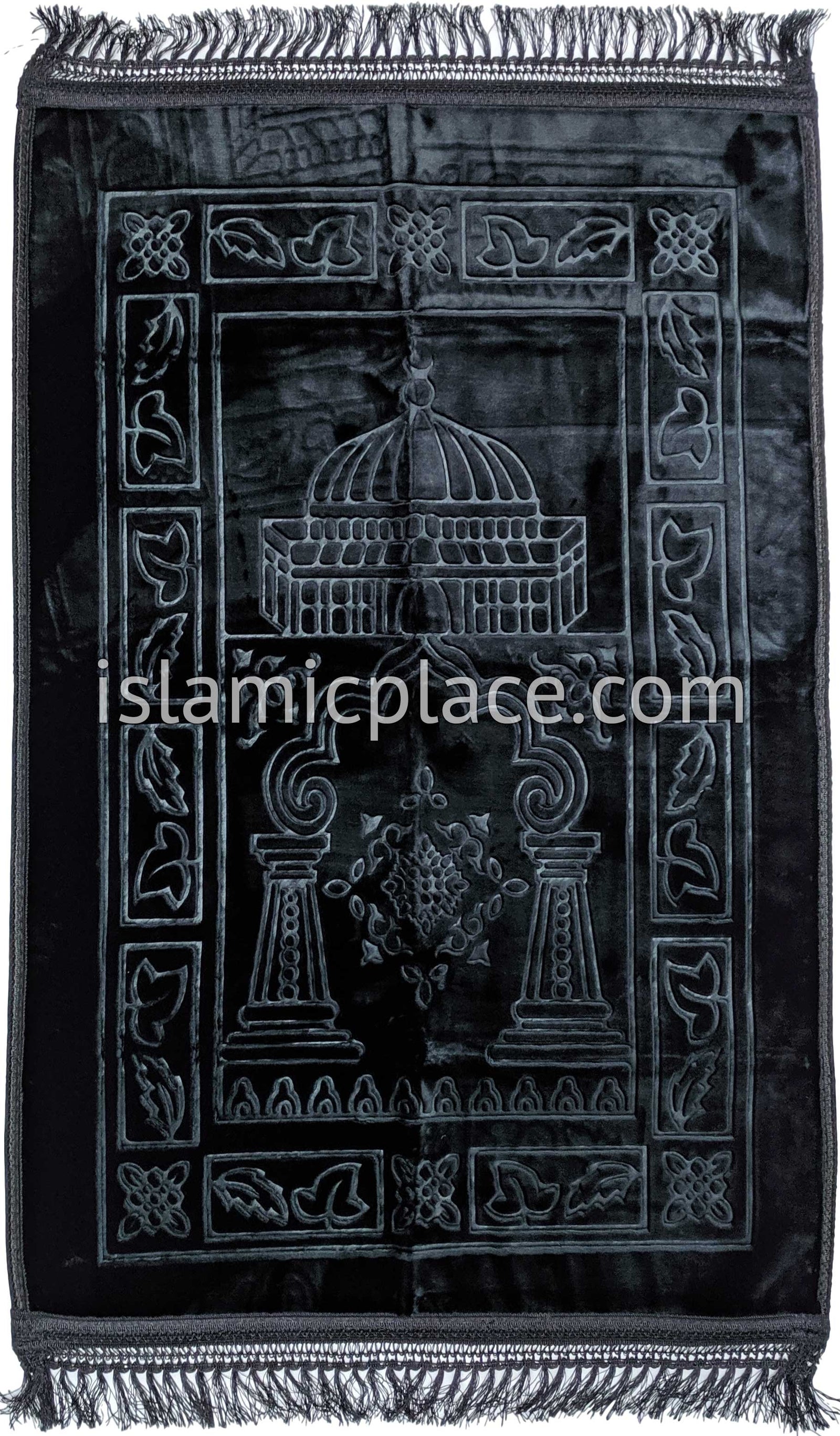 Black - Orthopedic Padded Foam Cushion Luxurious Prayer Rug