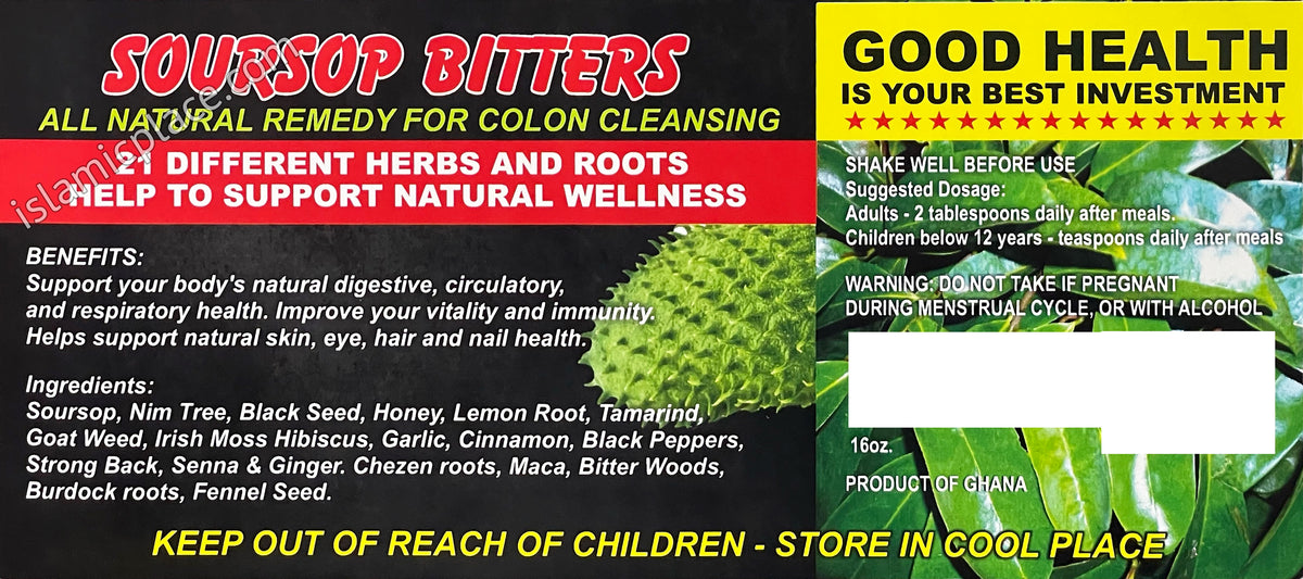 Soursop Bitters 16 oz (All Natural remedy for Colon Cleansing)