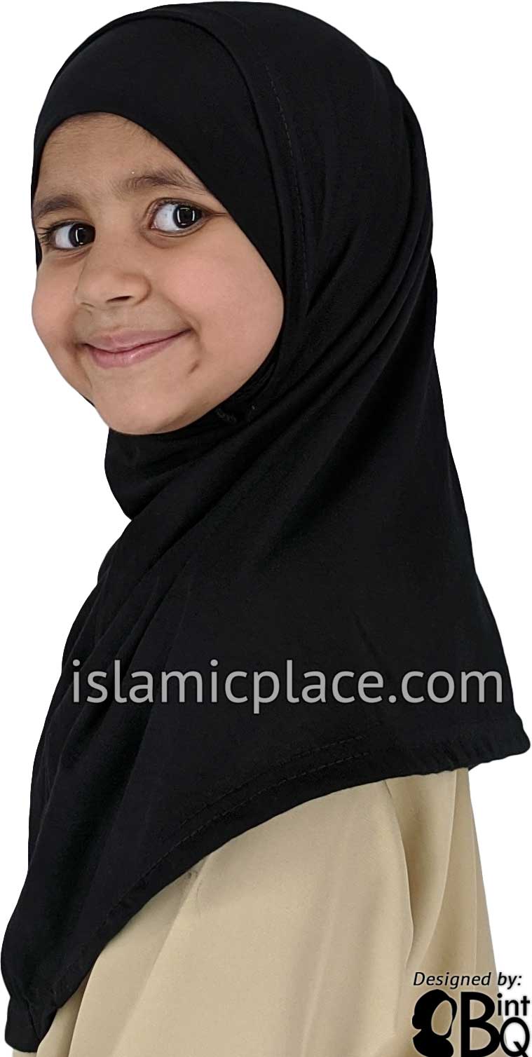 Black - Plain Girl size (2-piece) Hijab Al-Amira