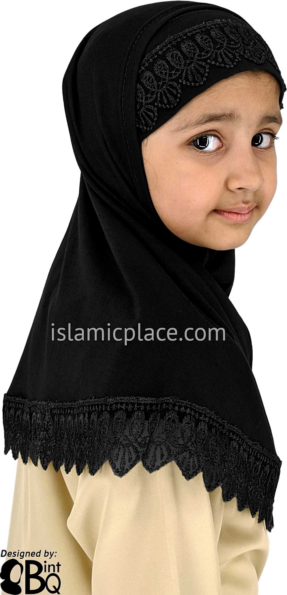 Black - Lace Girl size (2-piece) Hijab Al-Amira