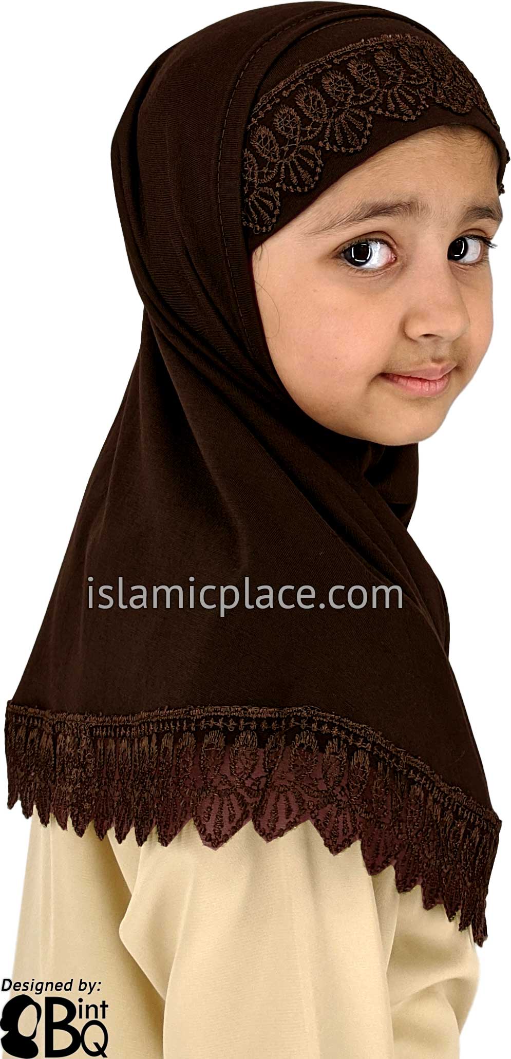 Brown - Lace Girl size (2-piece) Hijab Al-Amira
