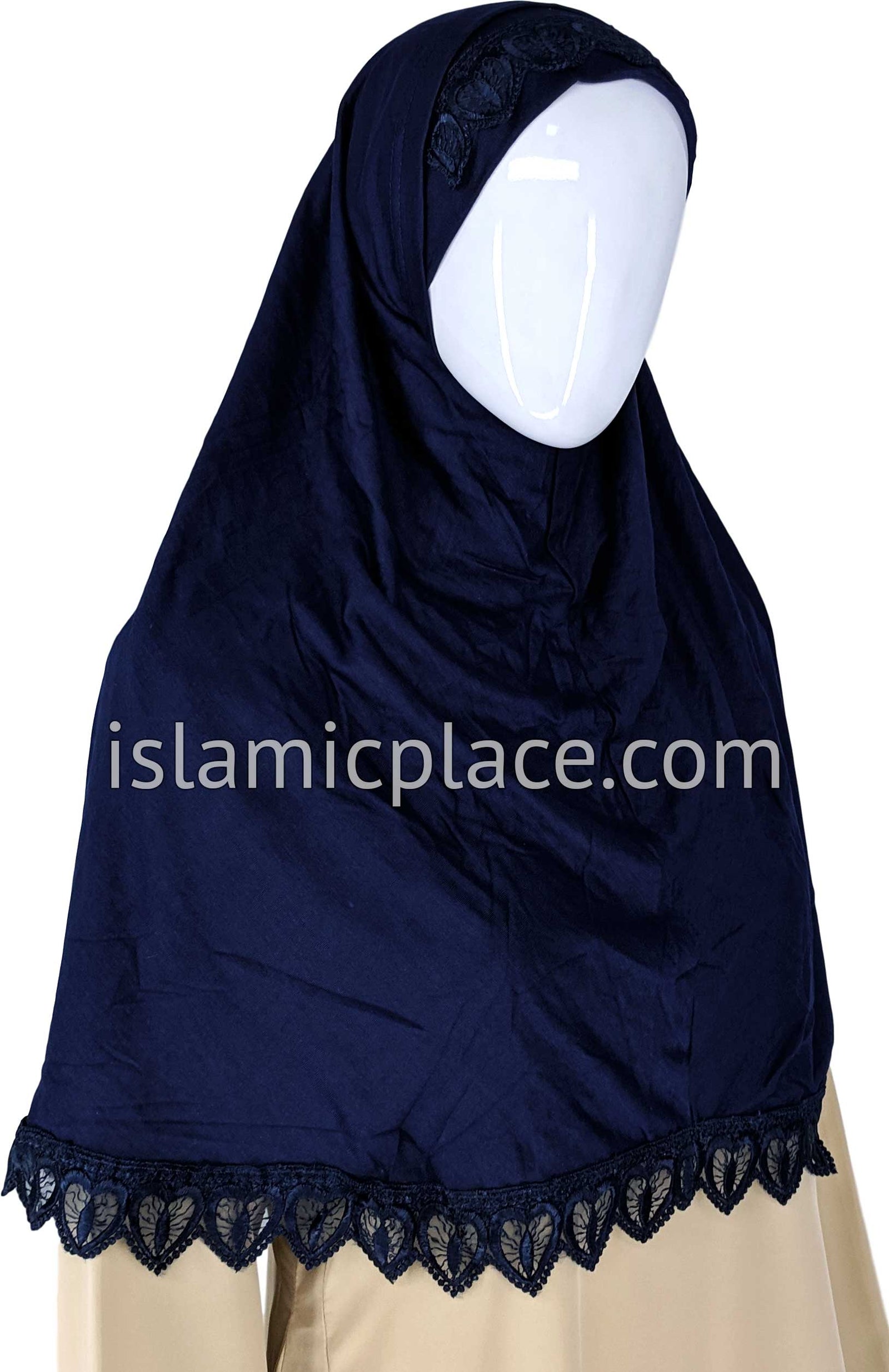 Navy Blue Lace Teen to Adult (Large) Hijab Al-Amira