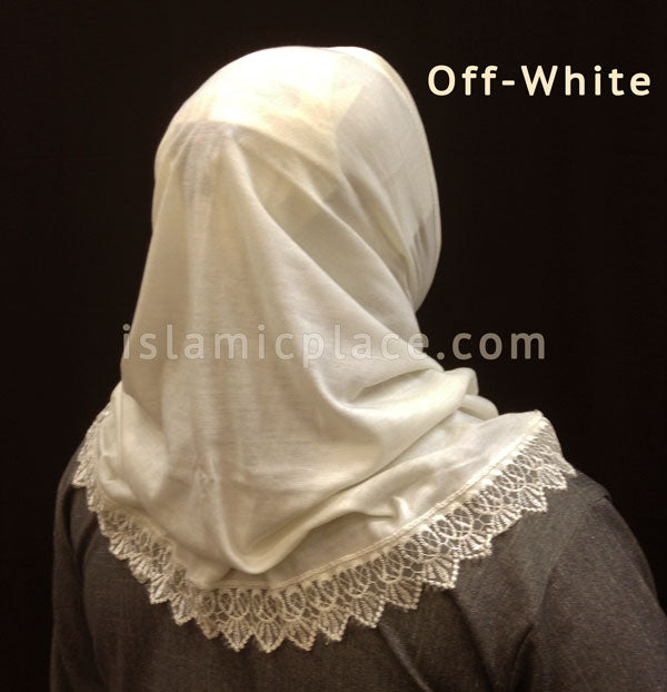Off-White Lace Teen to Adult (Large) Hijab Al-Amira