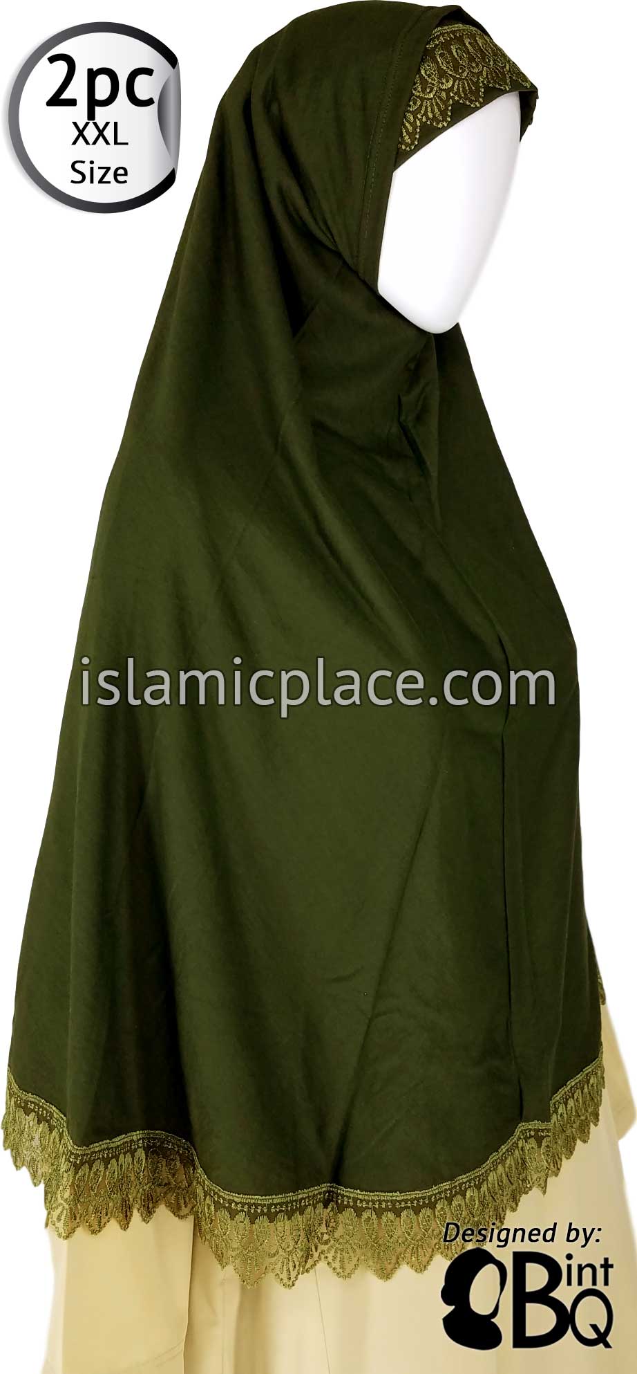 Olive Green Lace Adult (XX-Large) Hijab Al-Amira