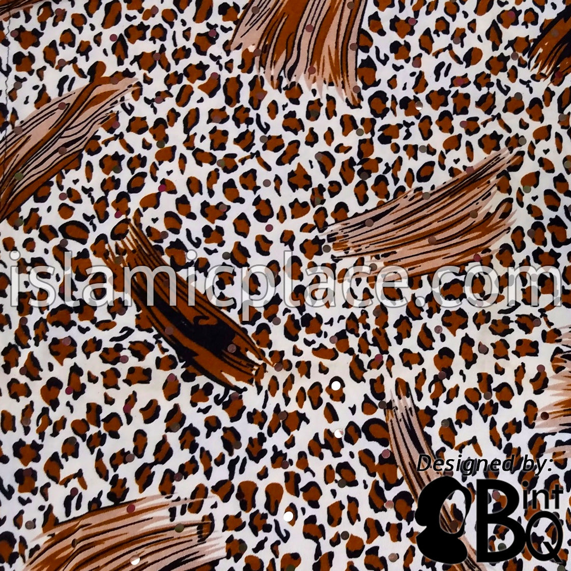 Brown and Black Leopard Print with Brown and Tan Claw Marks with Black Wrap - Kuwaiti Scarf